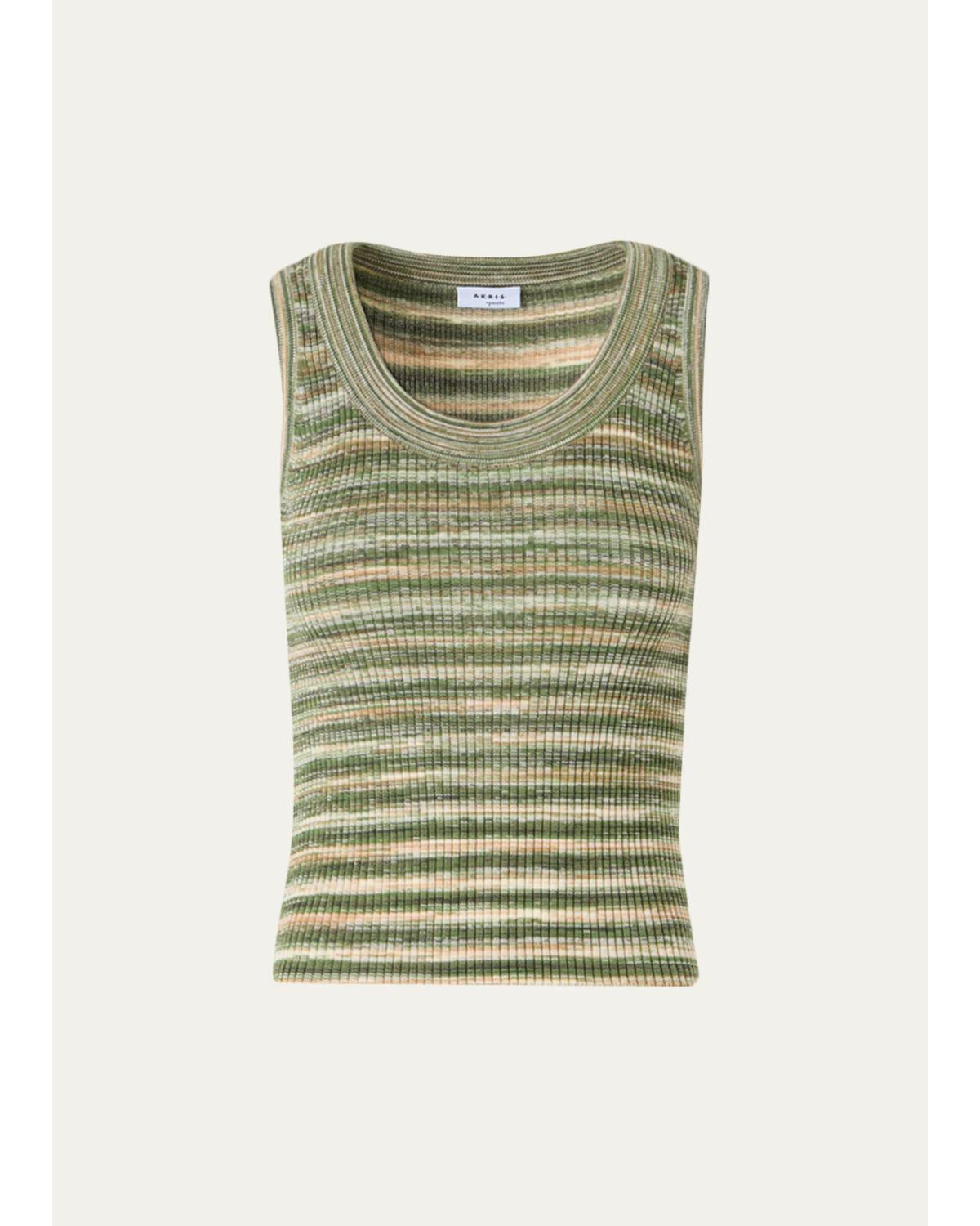 Scoop-Neck Space Dye Merino Wool Rib Tank Top