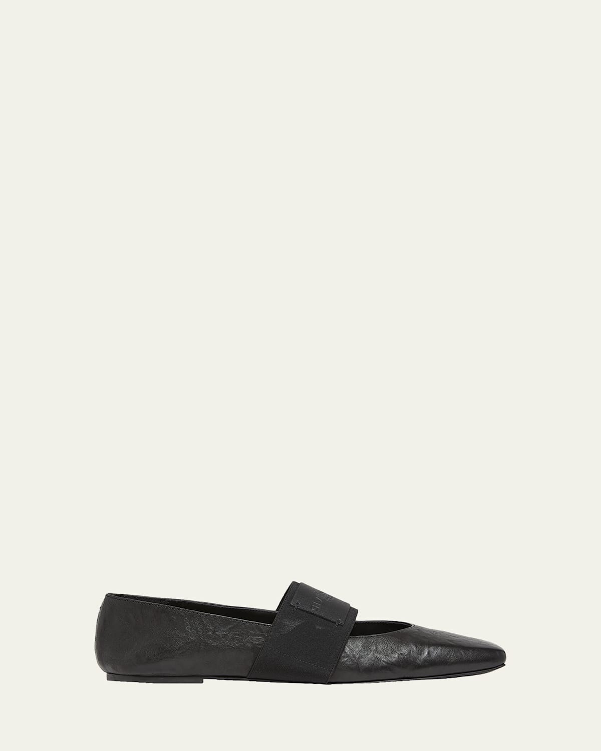 Givenchy Sliced Square Textured Leather Square-toe Ballerina Flats In Black