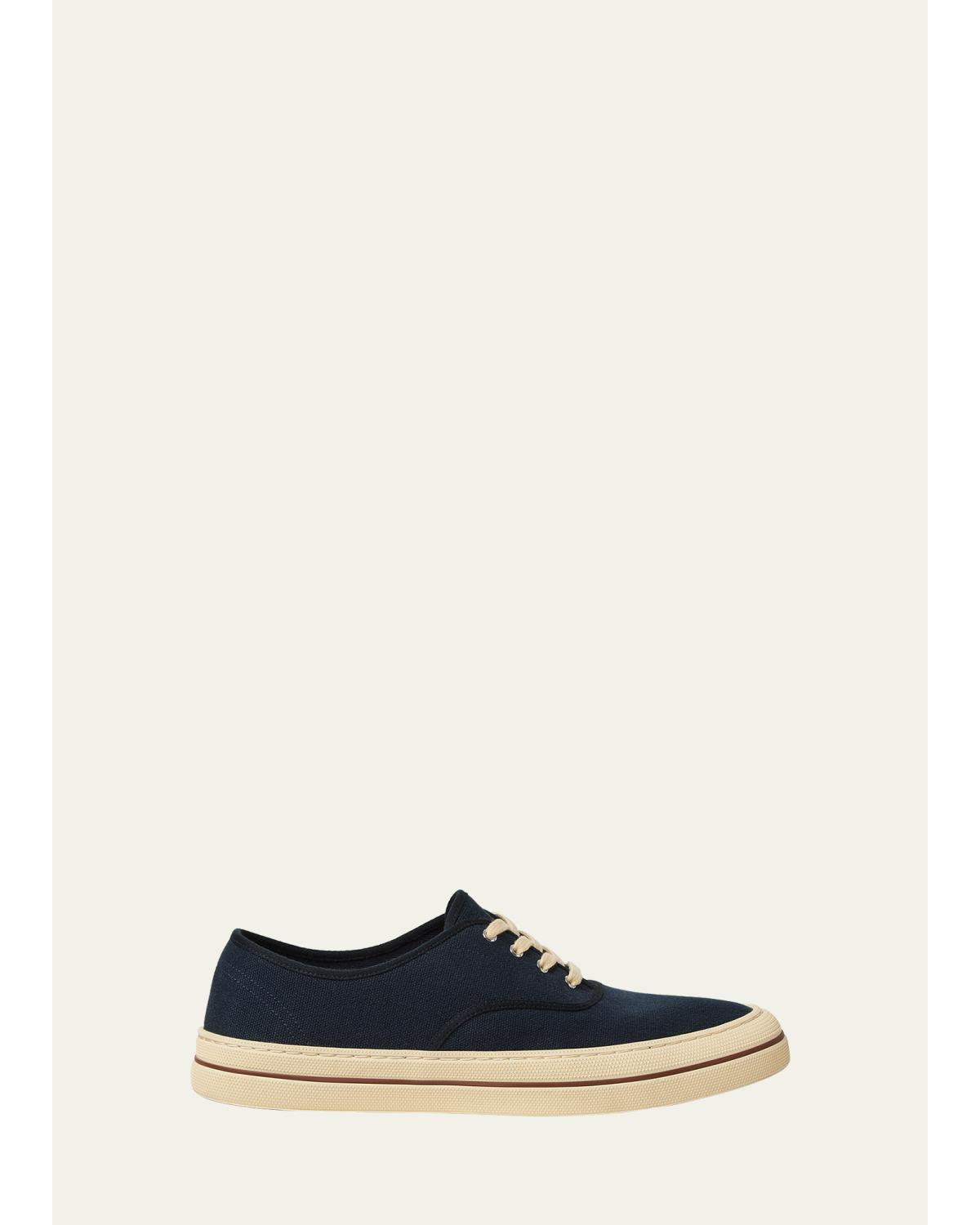 Raw Canvas Low-Top Sneakers