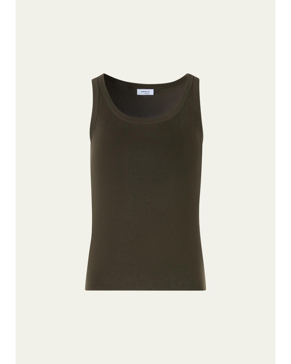 Cotton Rib Scoop-Neck Tank Top