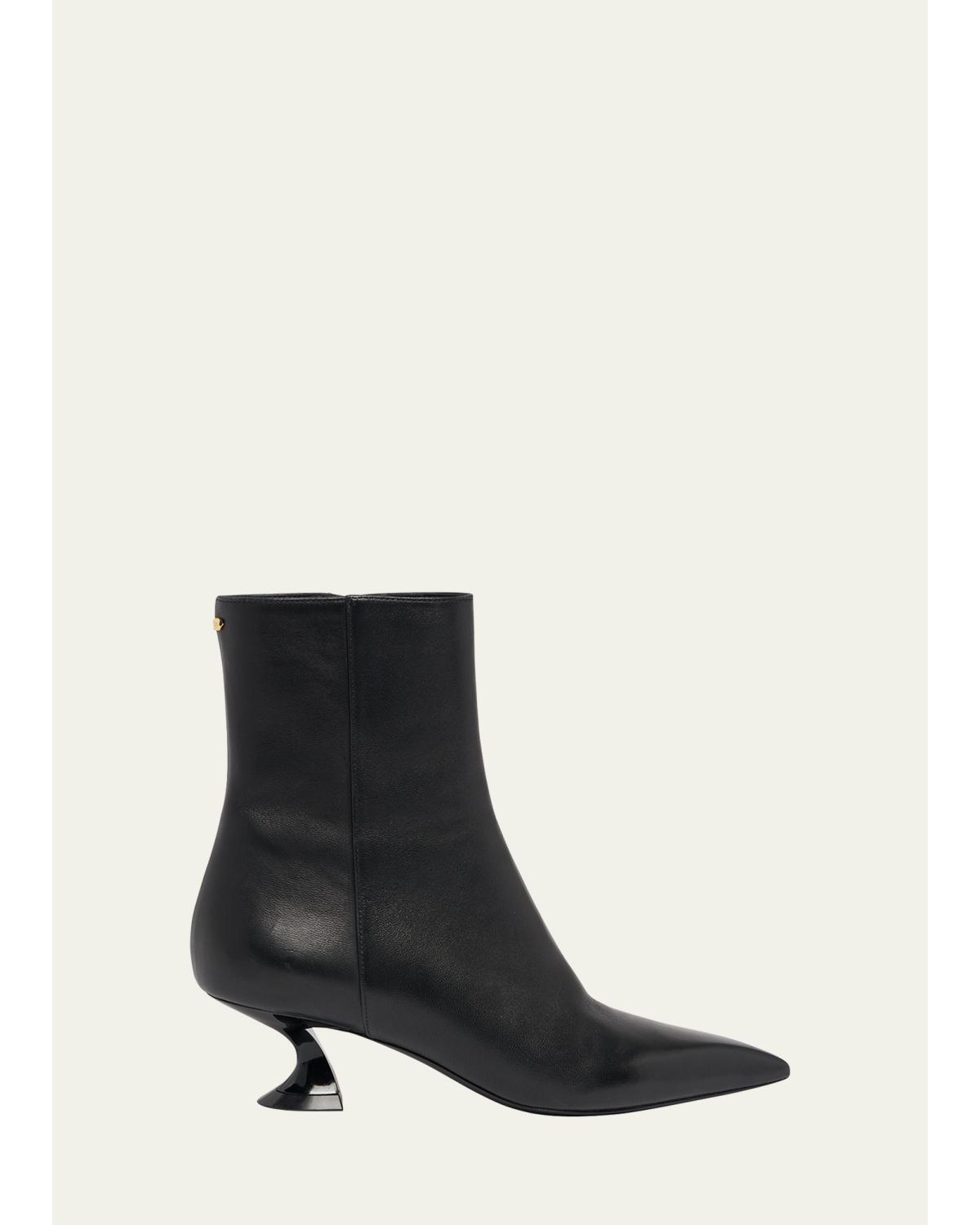 50mm Midnight Step Leather Ankle Boots