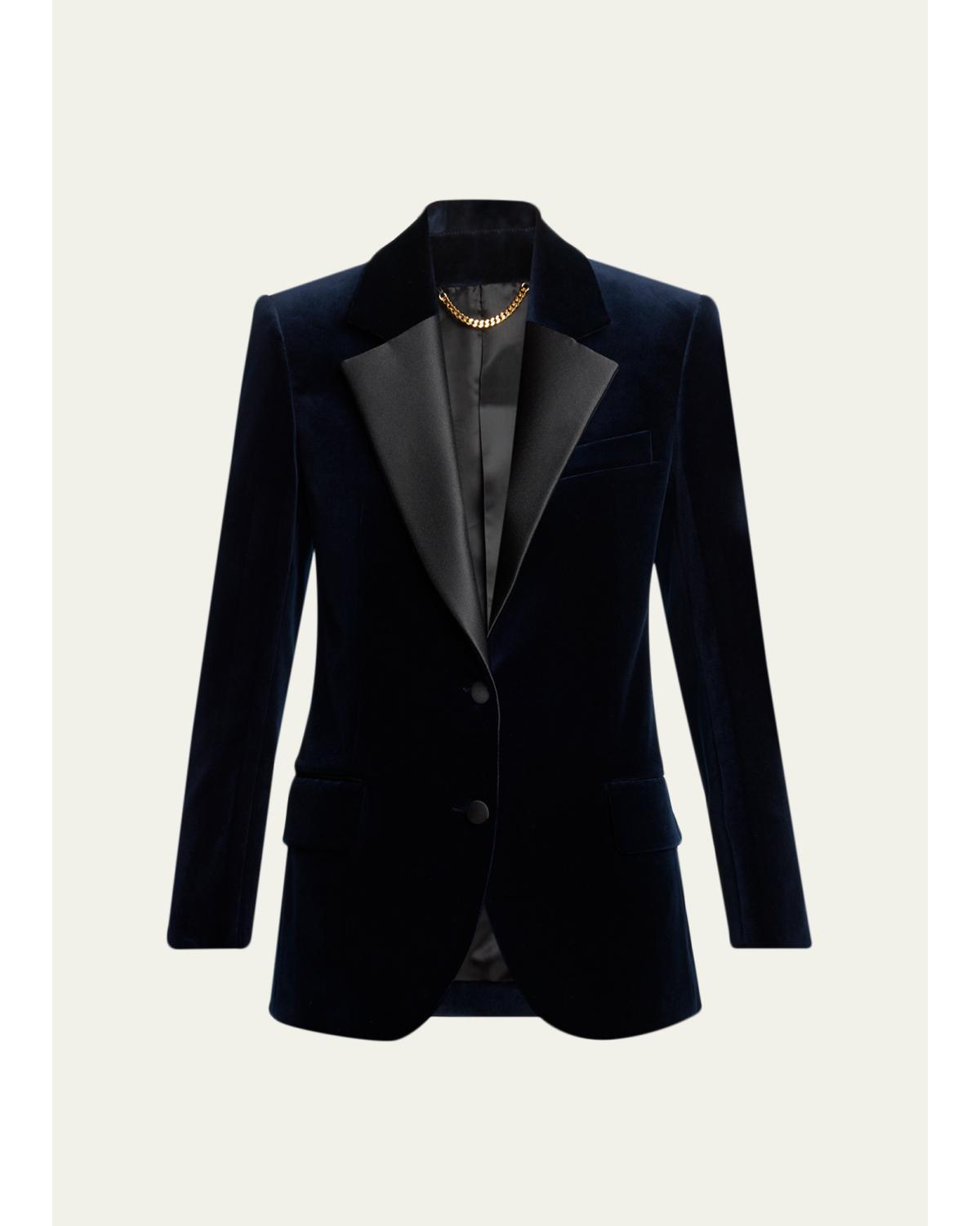 Single-Breasted Velvet Tuxedo Jacket