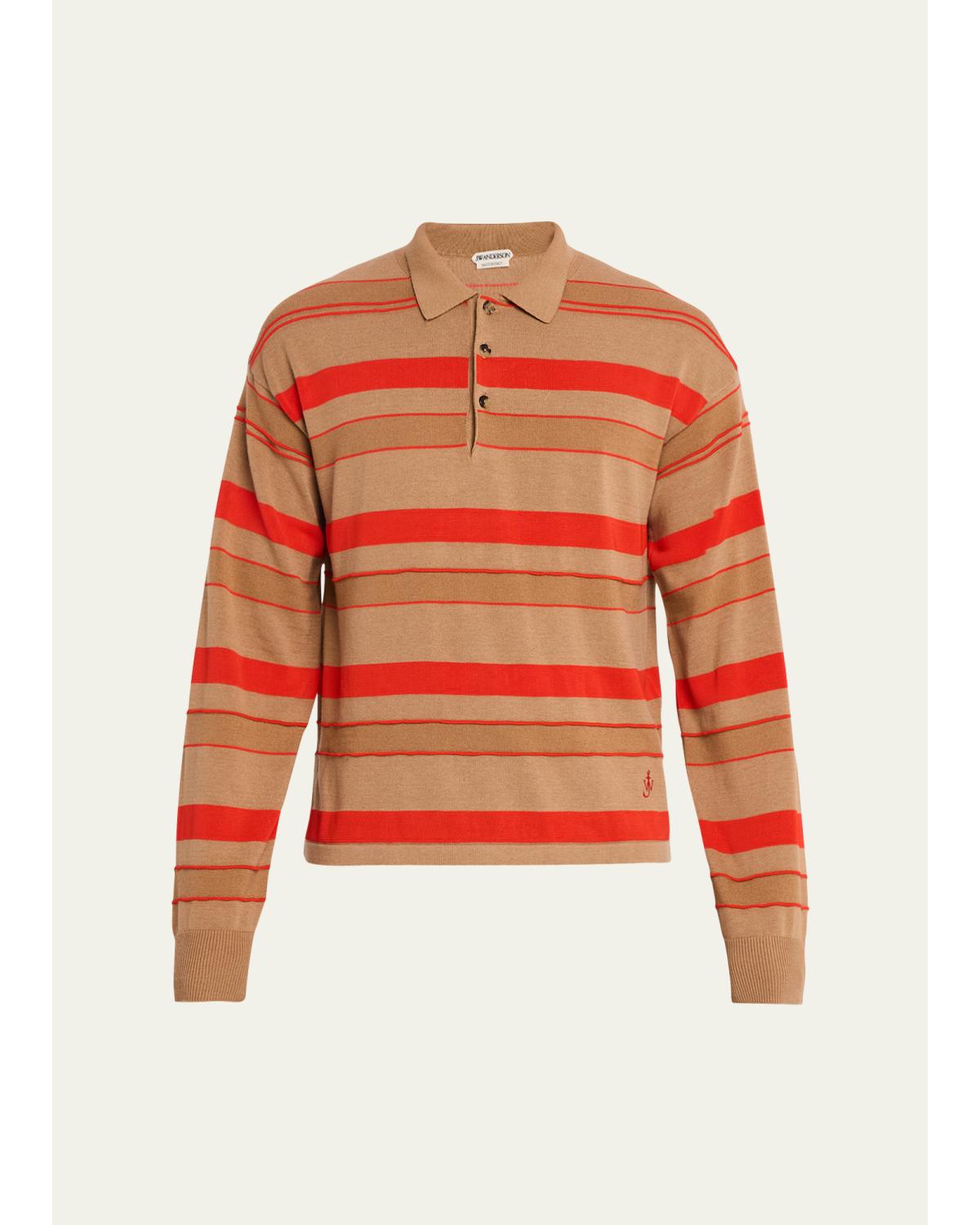 Men'S Multi-Stripe Knit Rugby Shirt
