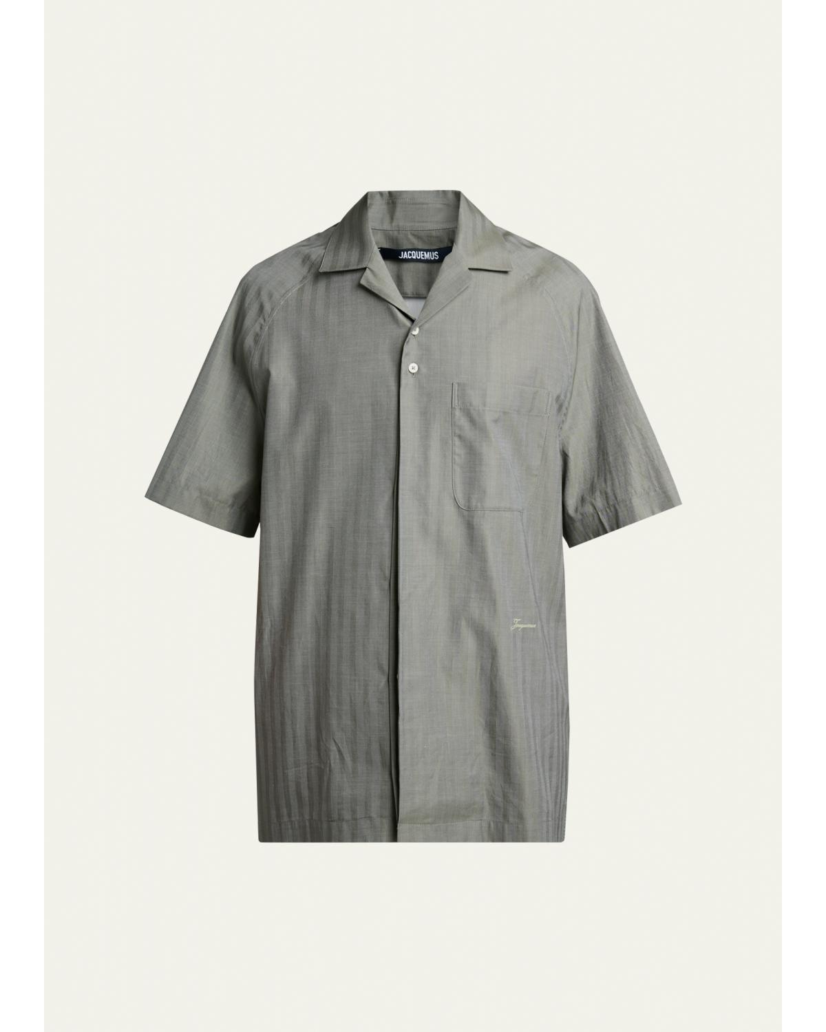 Men'S Cotton Herringbone Short-Sleeve Shirt
