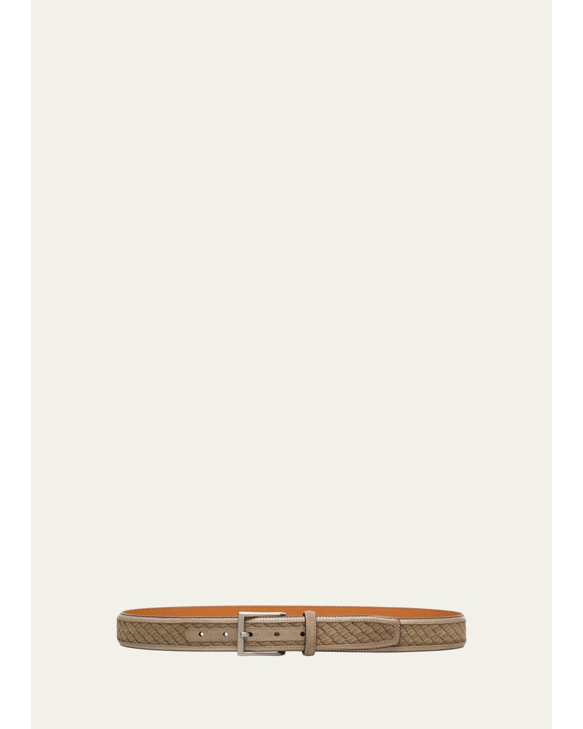 Men's Tela Woven Suede and Leather Belt