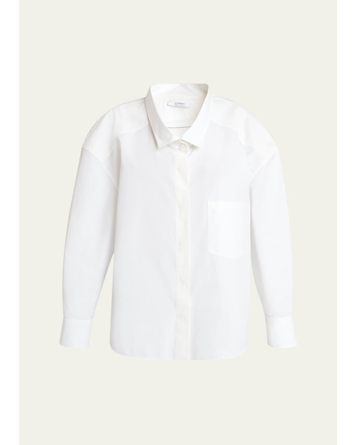 Wide-Collar Cotton Poplin Oversized Shirt