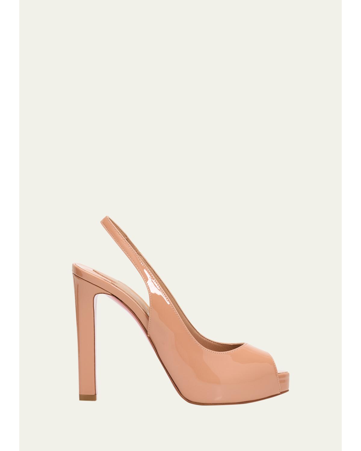 120Mm Lady Fanny Patent Leather Peep-Toe Pumps