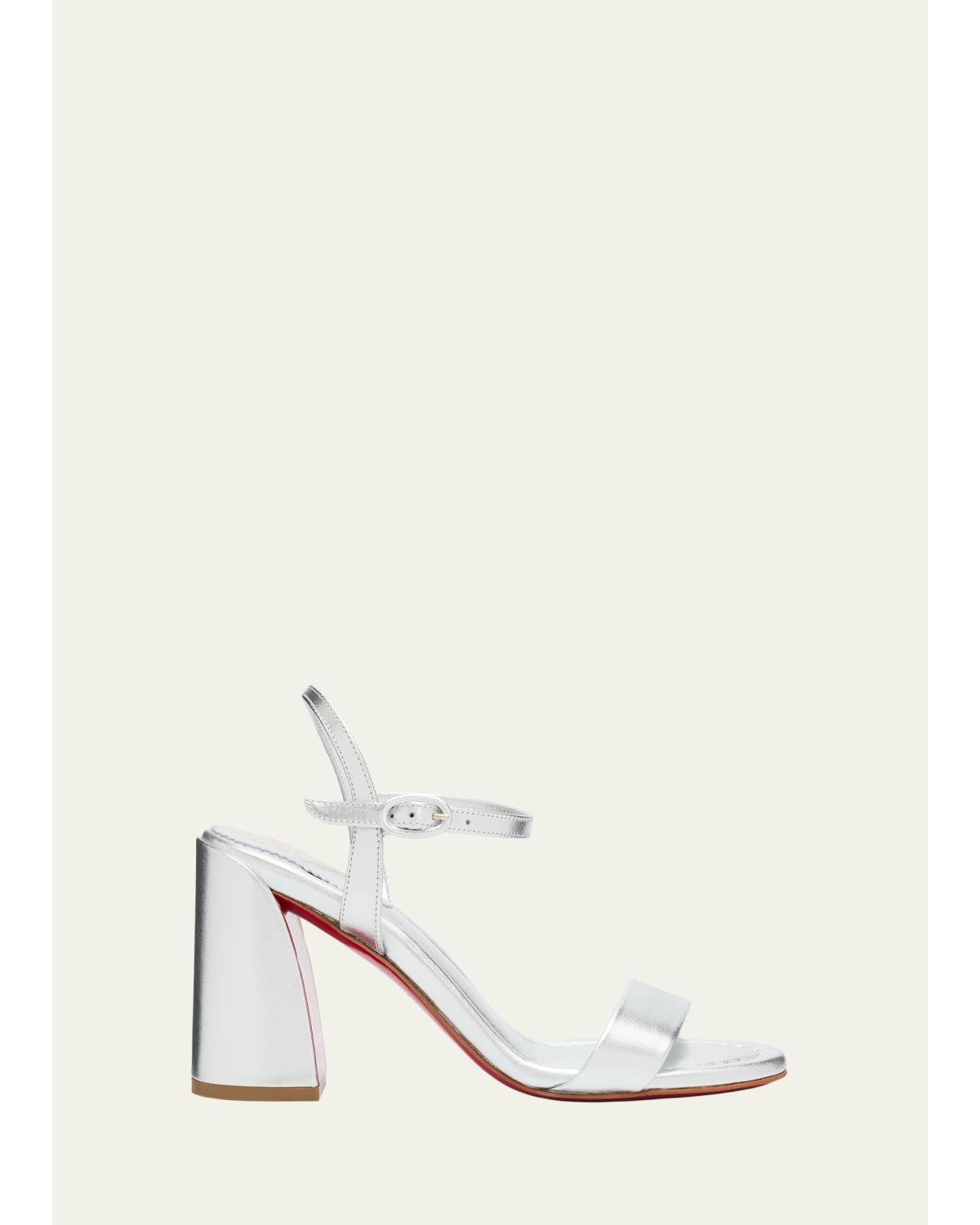 85Mm Jane Metallic Leather Ankle-Strap Sandals