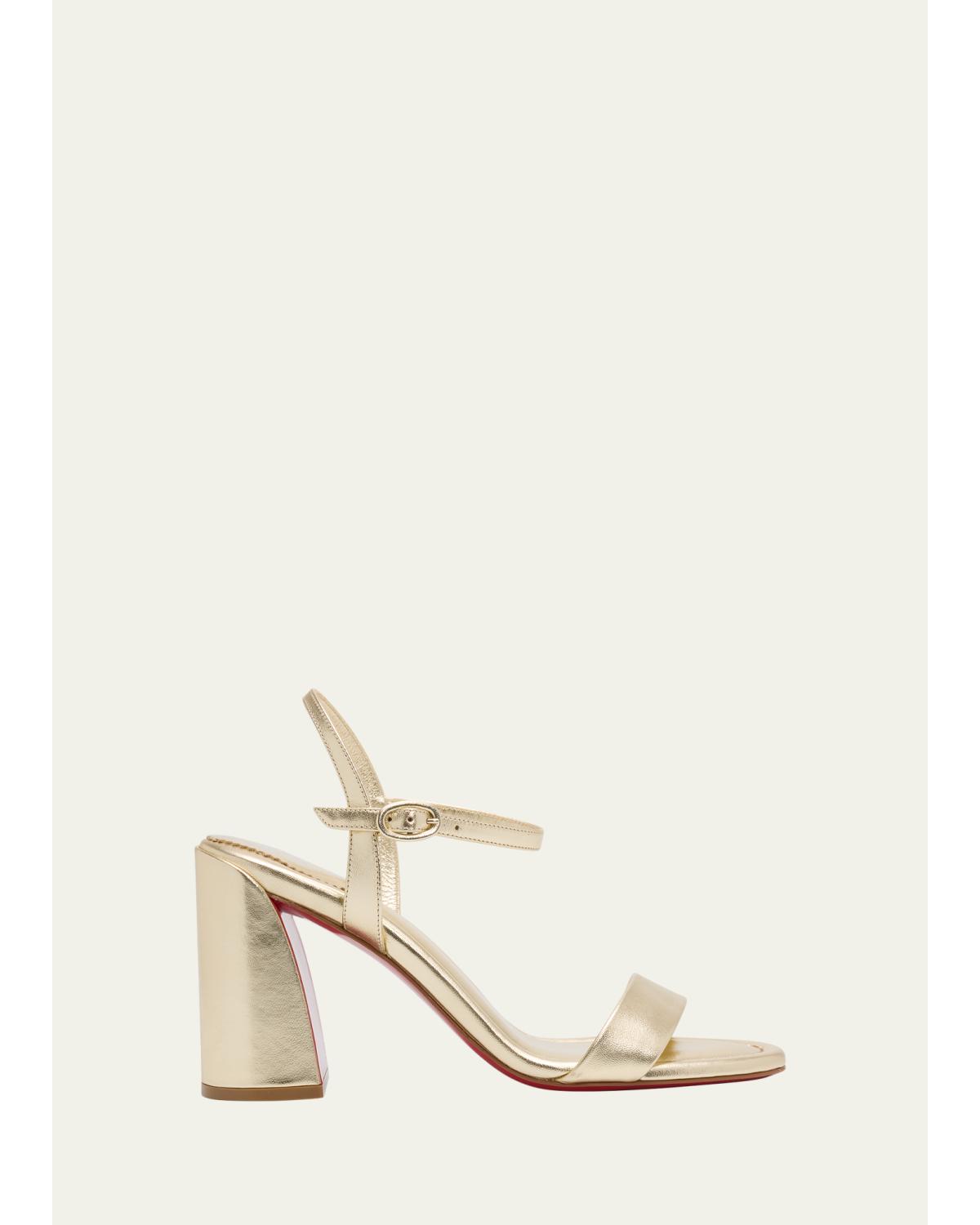 85Mm Jane Metallic Leather Ankle-Strap Sandals