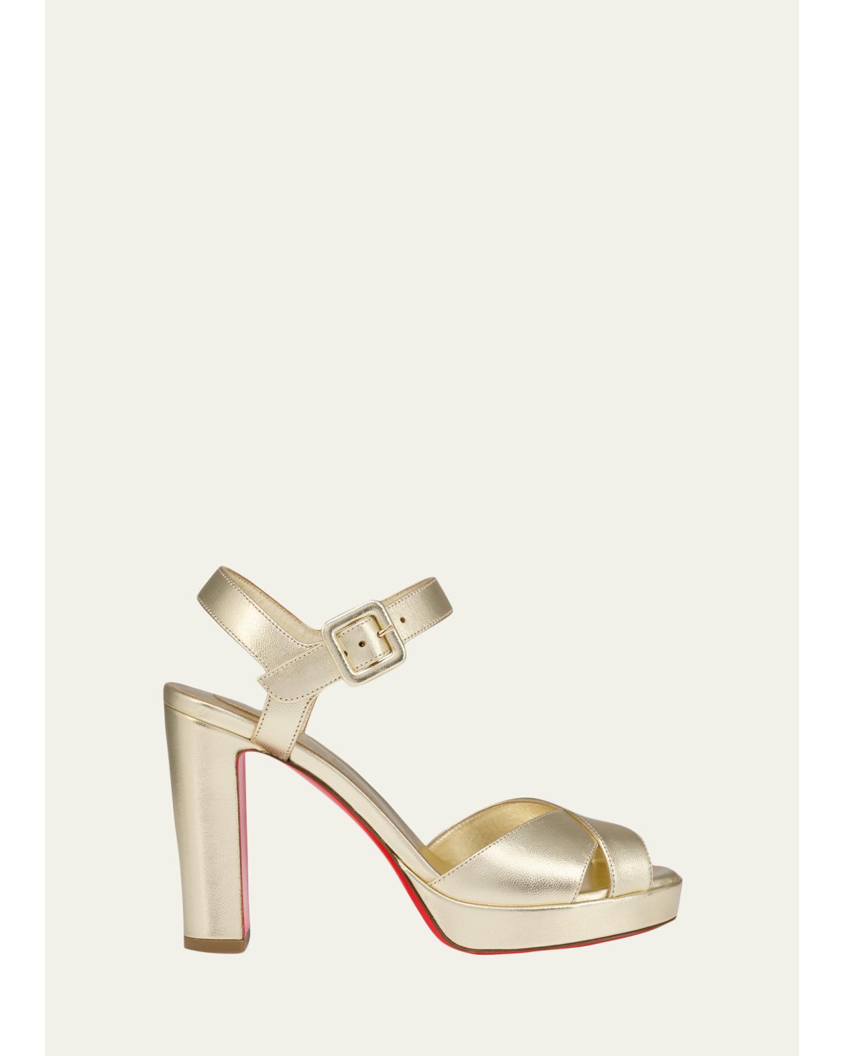 100Mm Cora Metallic Nappa Leather Platform Sandals
