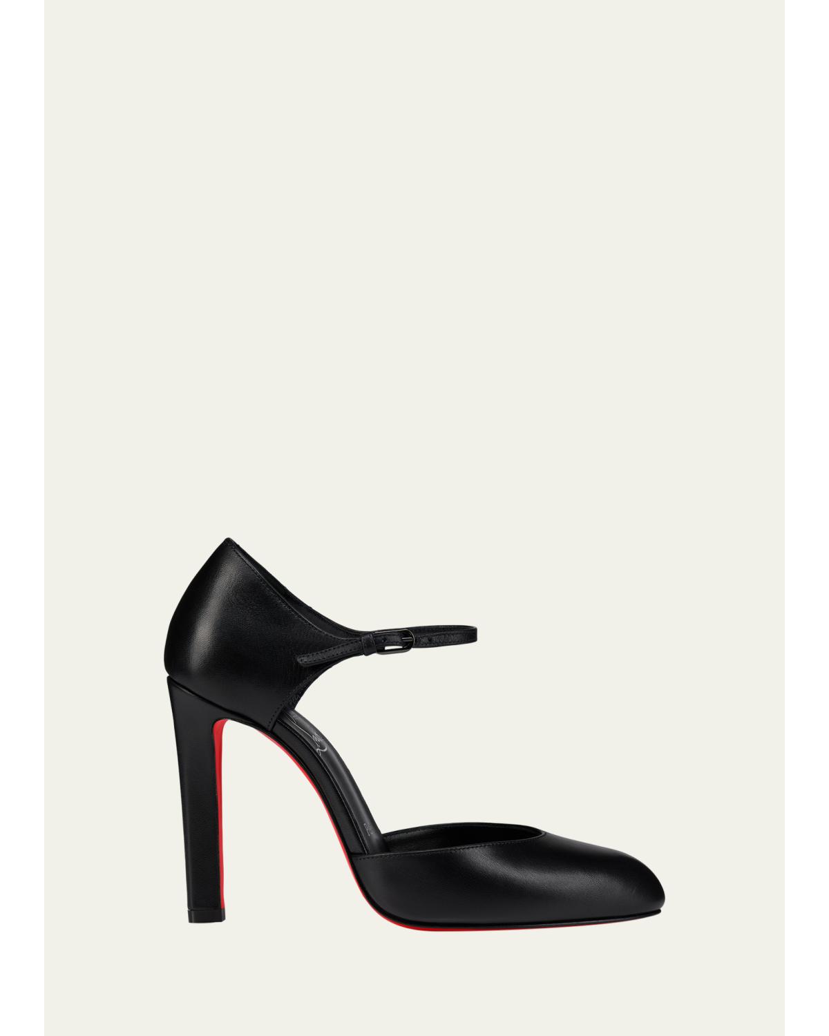 100mm Fanny Demie Leather Ankle-Strap Pumps