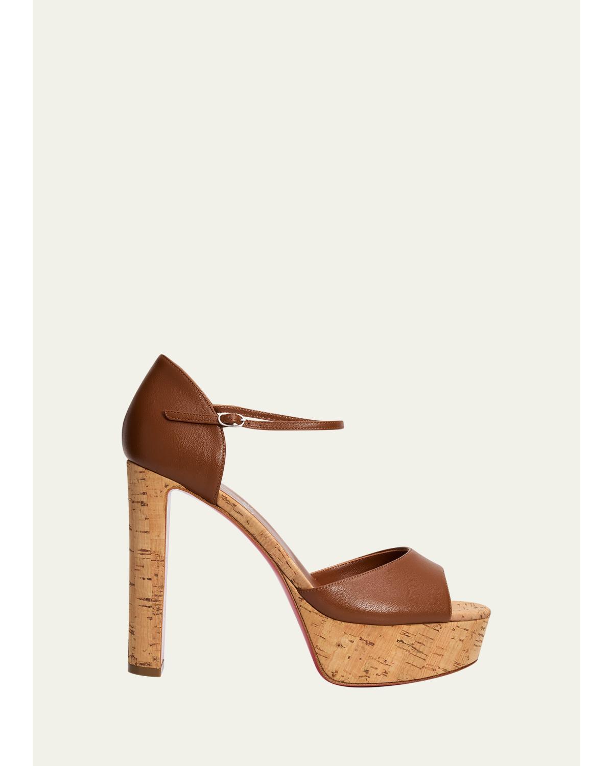 130Mm Sandaloo Leather Platform Sandals