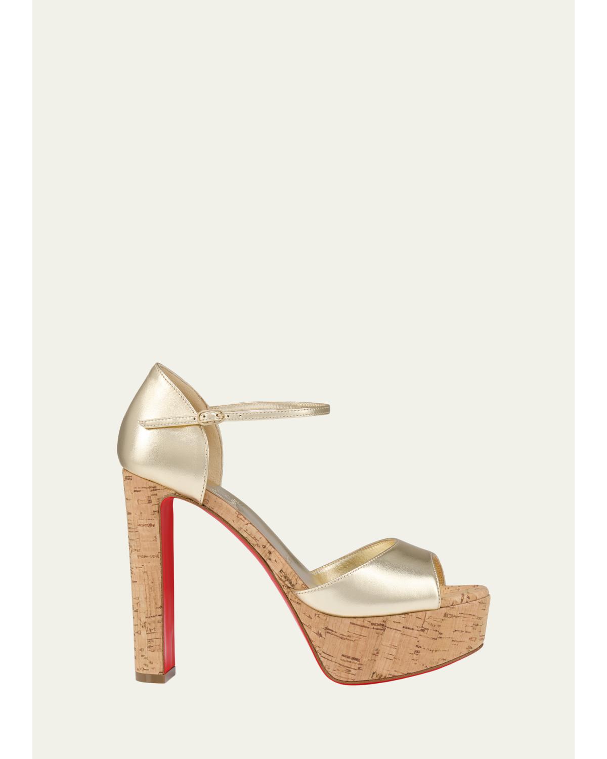 130Mm Sandaloo Metallic Leather Platform Sandals