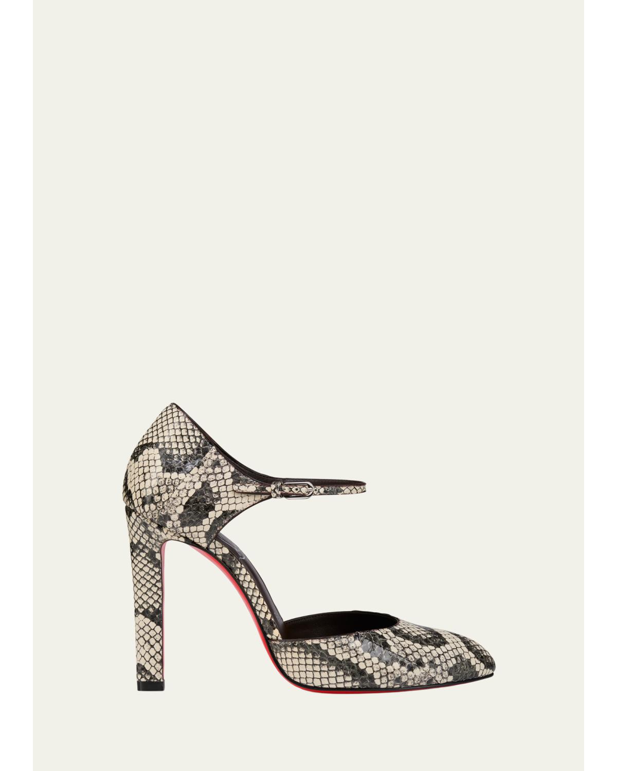 100mm Fanny Demie Snake-Embossed Leather Pumps