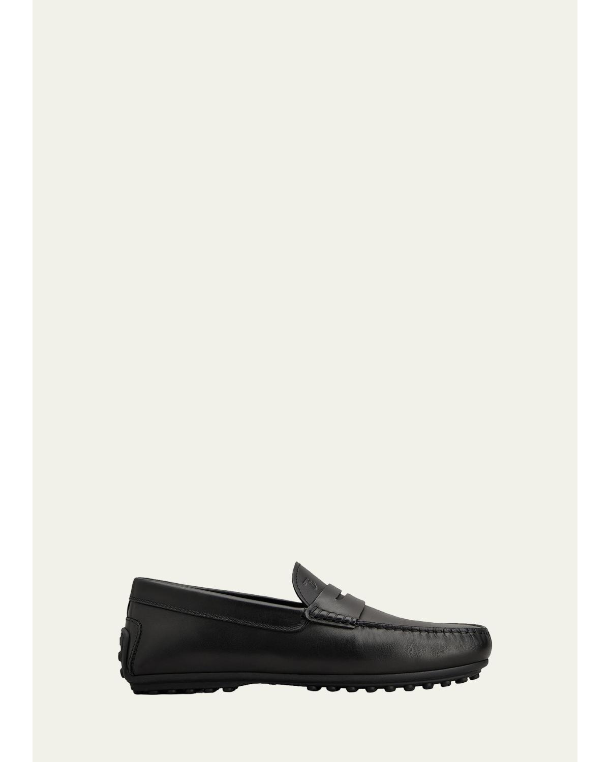 Men'S Leather Moc-Toe Penny Loafers
