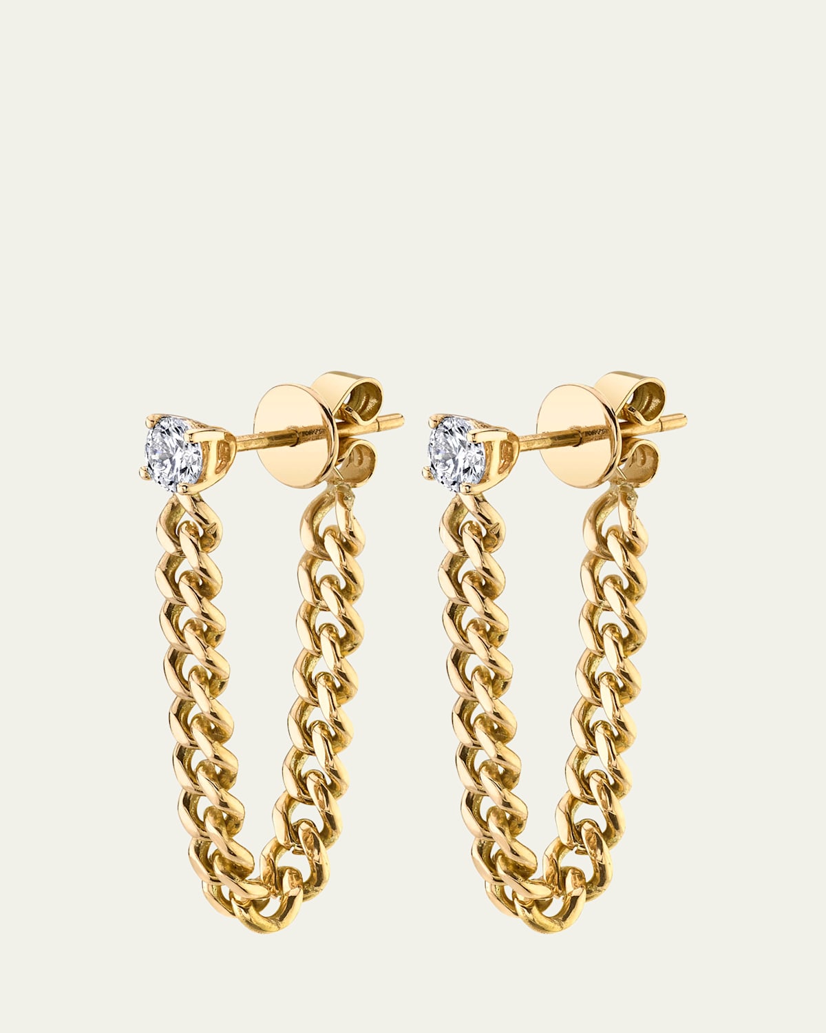 Anita Ko 18K Yellow Gold Round Diamond Cuban Link Loop Earrings