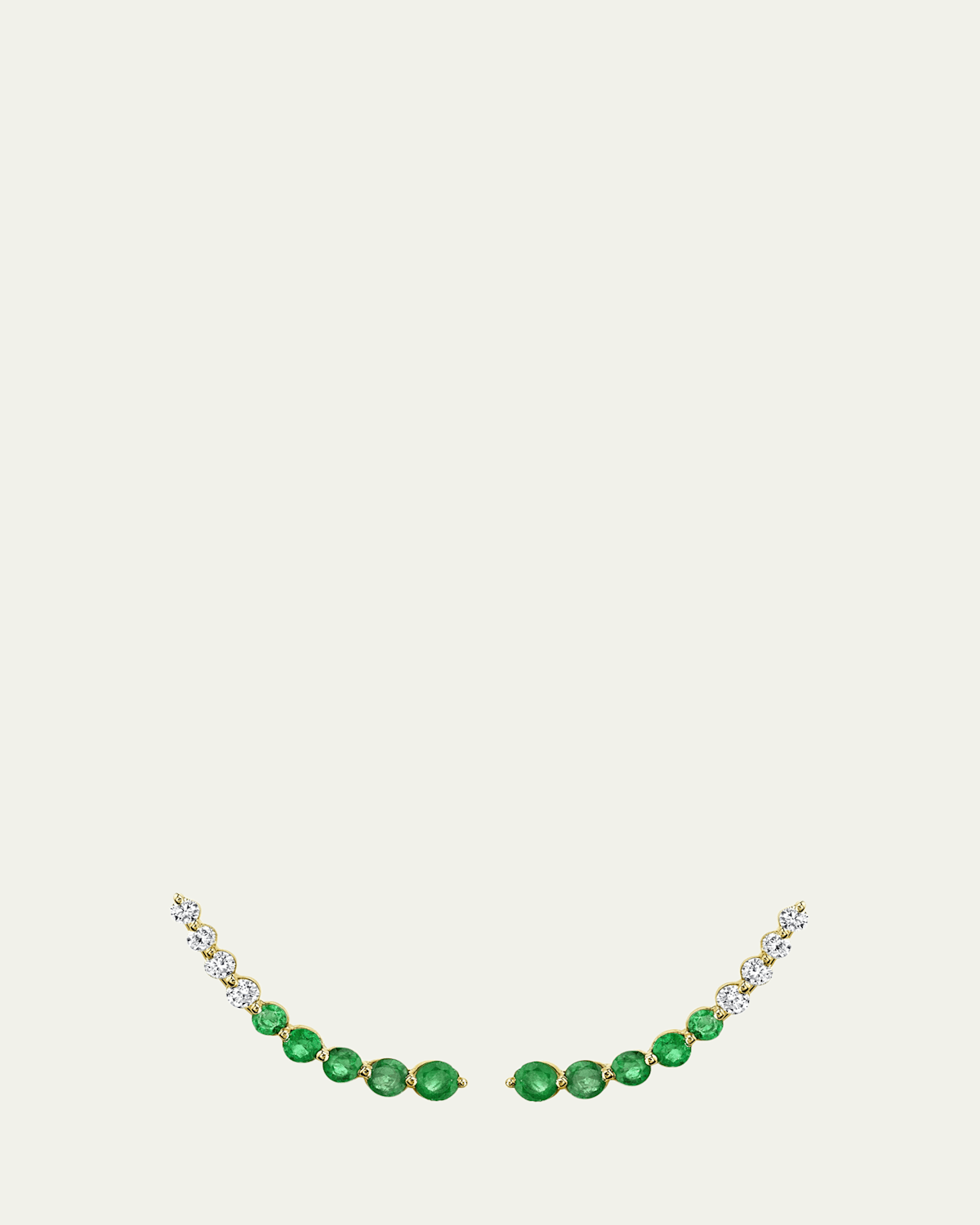 Anita Ko 18K Yellow Gold Floating Diamond and Emerald Earrings