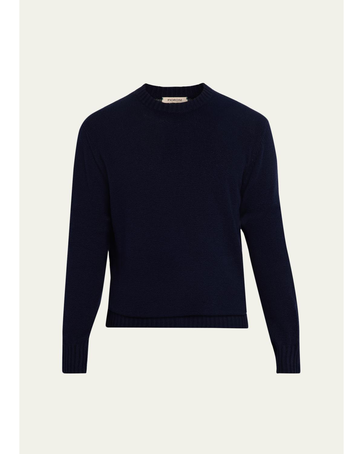 Men'S Ribbed-Knit Cotton Crewneck Sweater