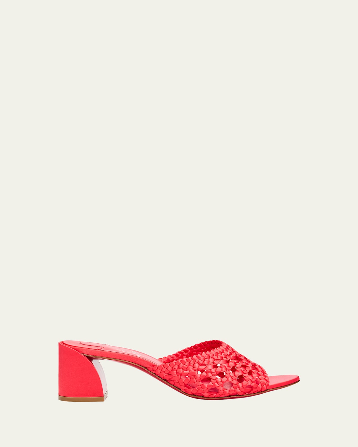 Christian Louboutin 85mm Jane Woven Silk Mule Sandals In Grapefruit