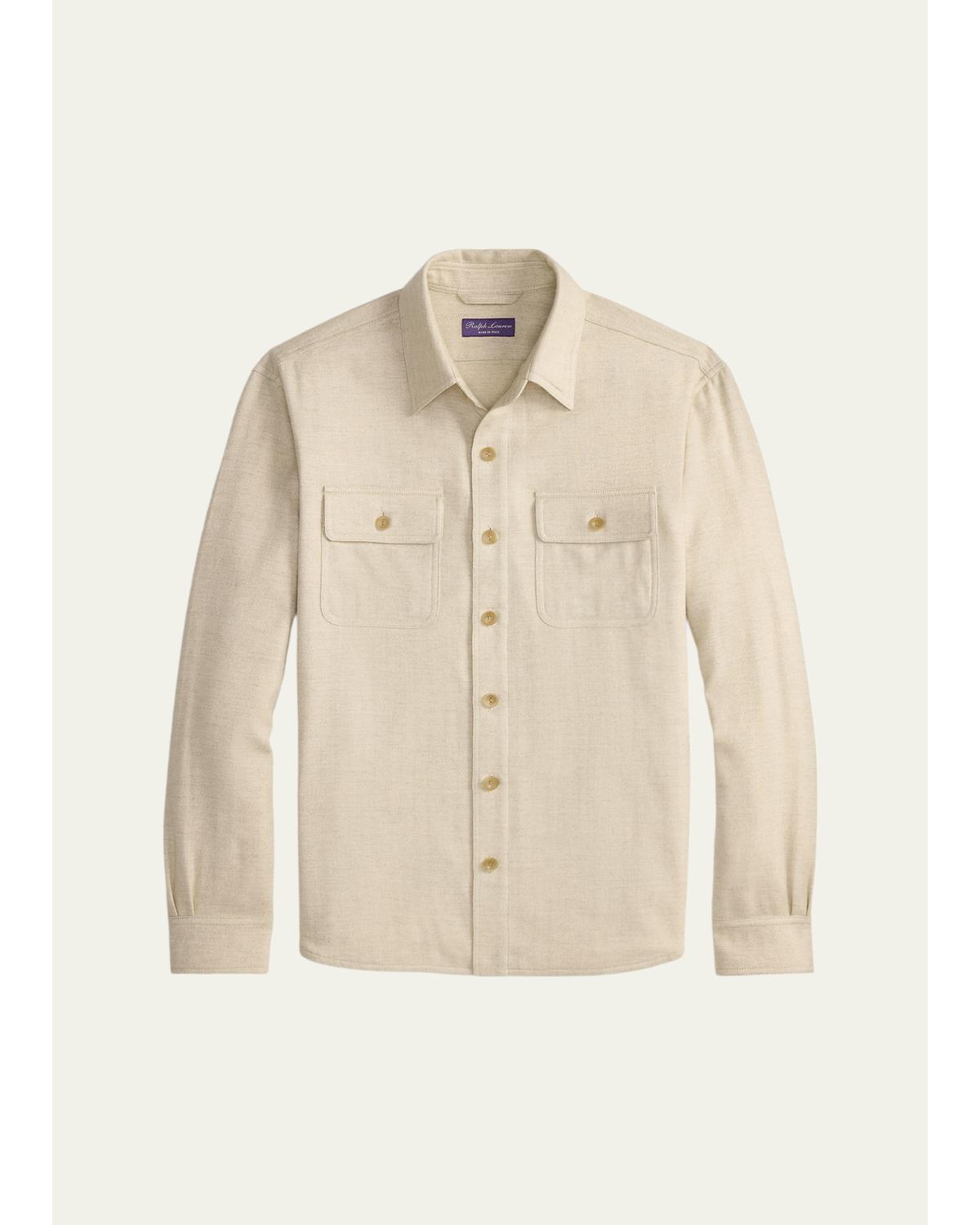 Men'S Cashmere Chevron-Woven Overshirt
