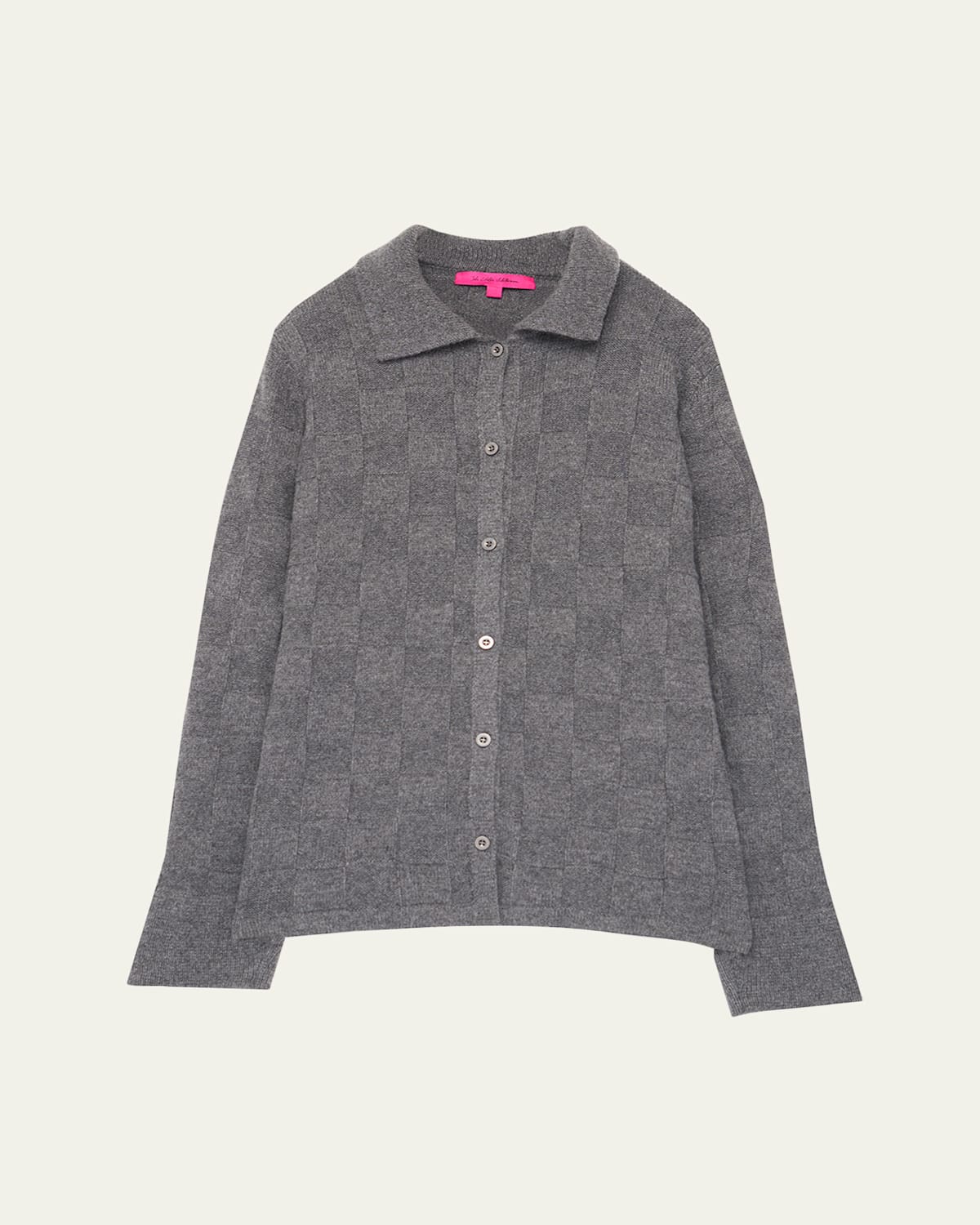 The Elder Statesman Checkerboard Cashmere Collared Cardigan