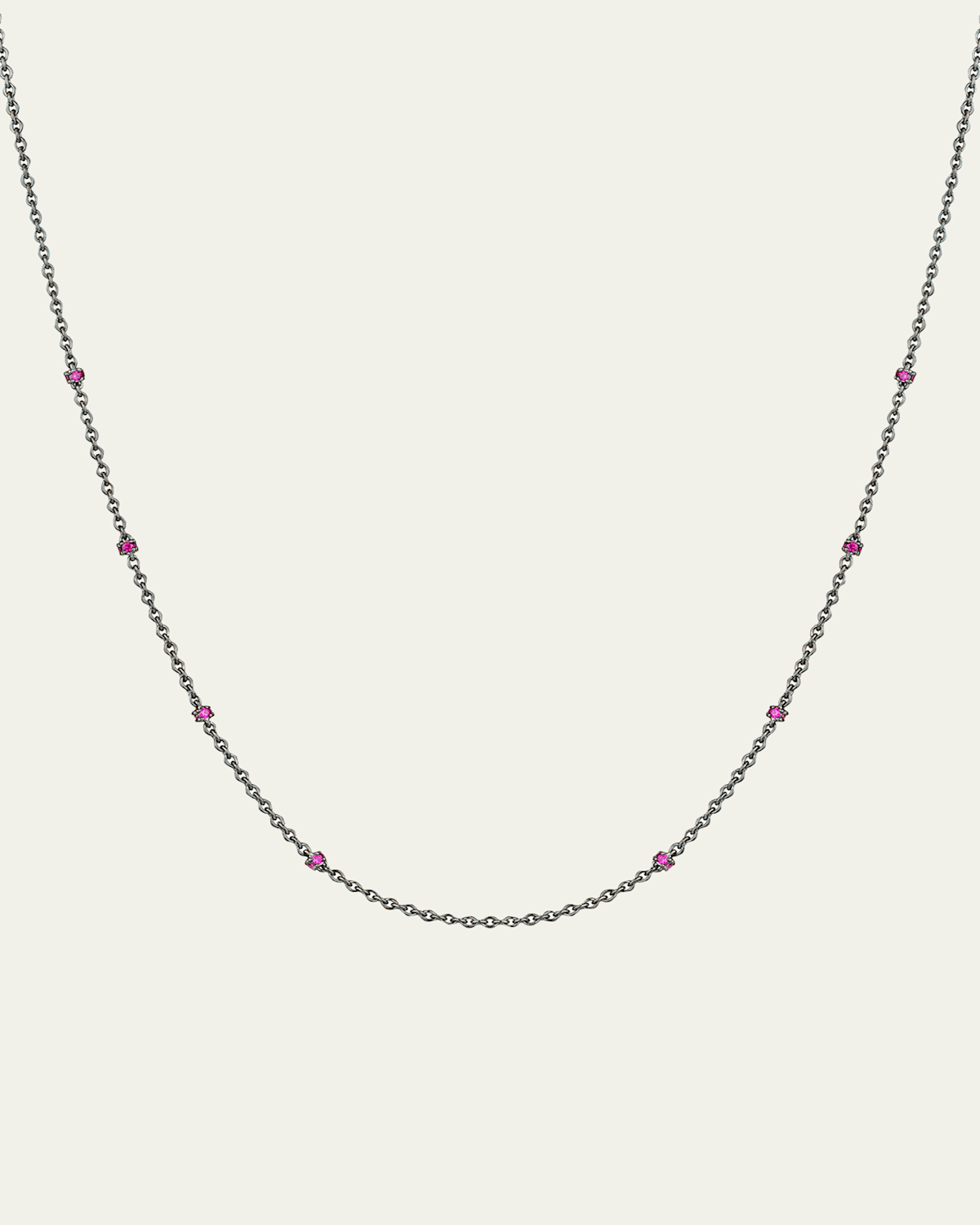 Paul Morelli 18K White Gold Ruby Chain Necklace, 24"L