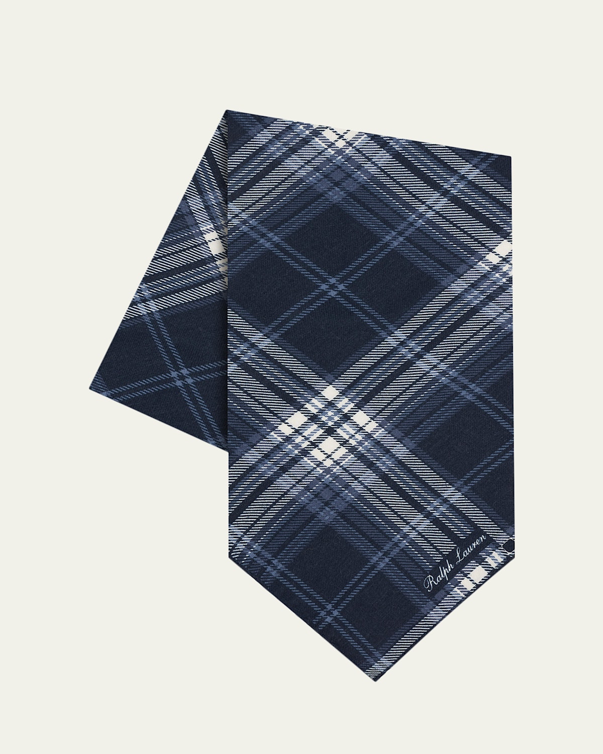Ralph Lauren Purple Label Men's Tonal Plaid Cashmere and Silk Neckerchief