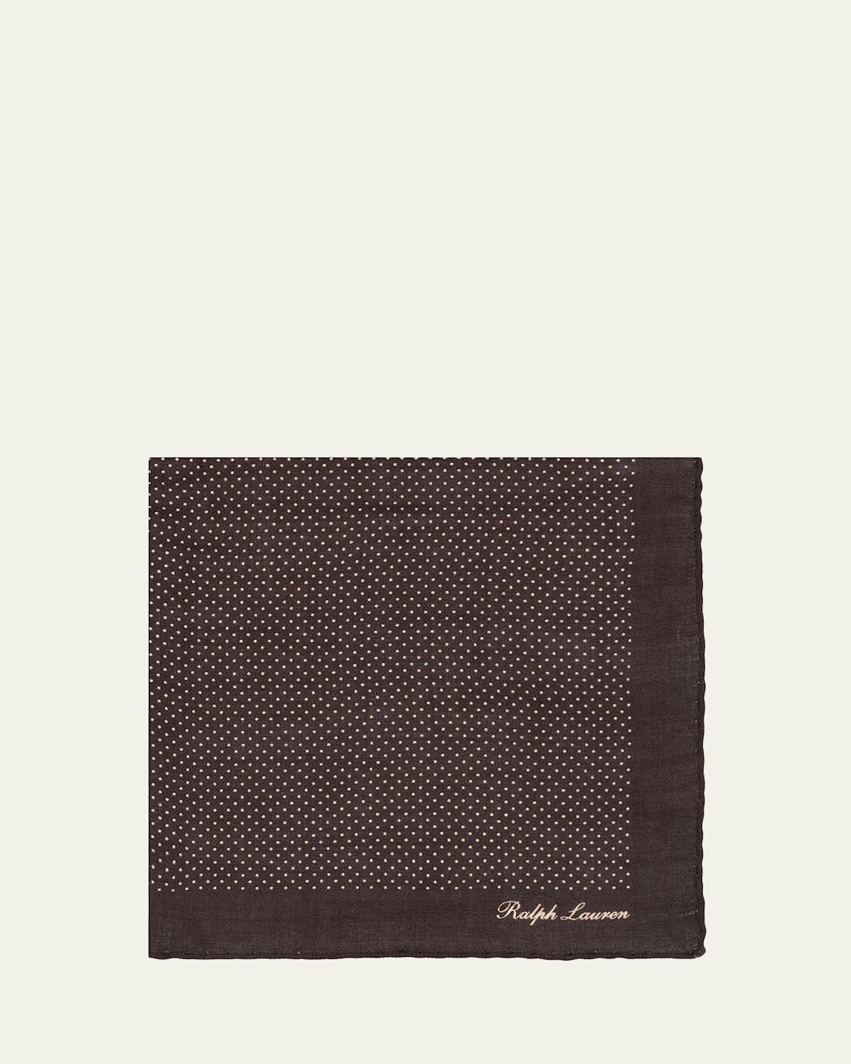 Ralph Lauren Purple Label Men's Silk Polka Dot Logo Pocket Square