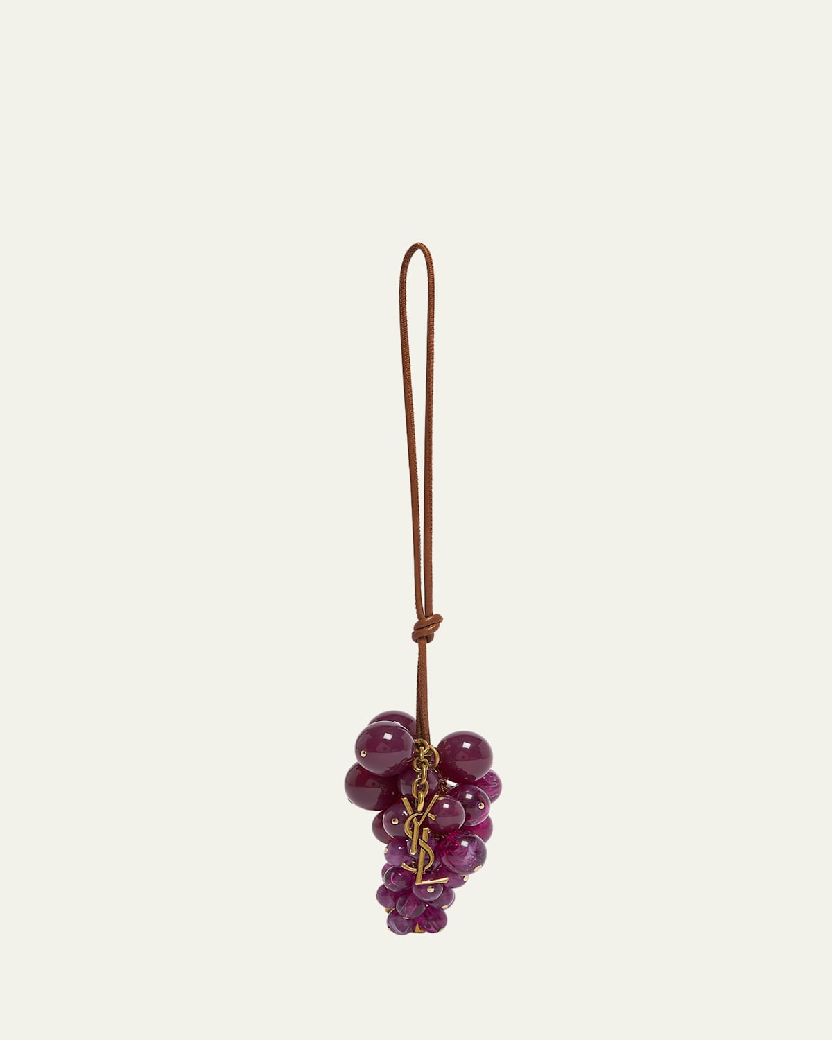 Saint Laurent Ysl Grape Keyring Bag Charm In Burgundy