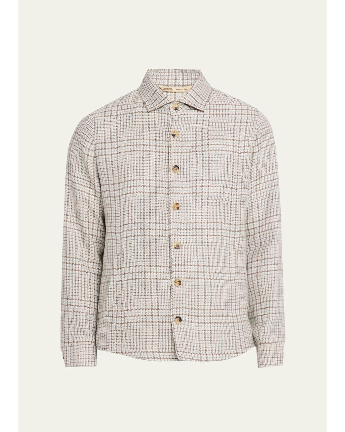 Men'S Linen, Silk And Wool Overshirt With Pockets