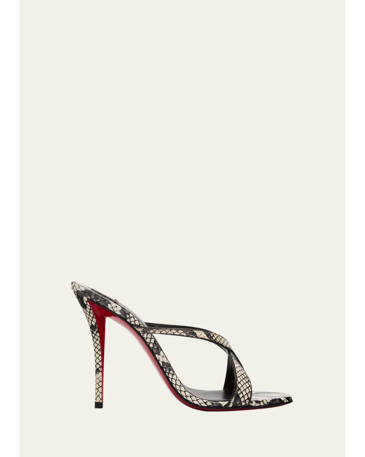 100Mm Mulazee Crisscross Snake-Printed Sandals
