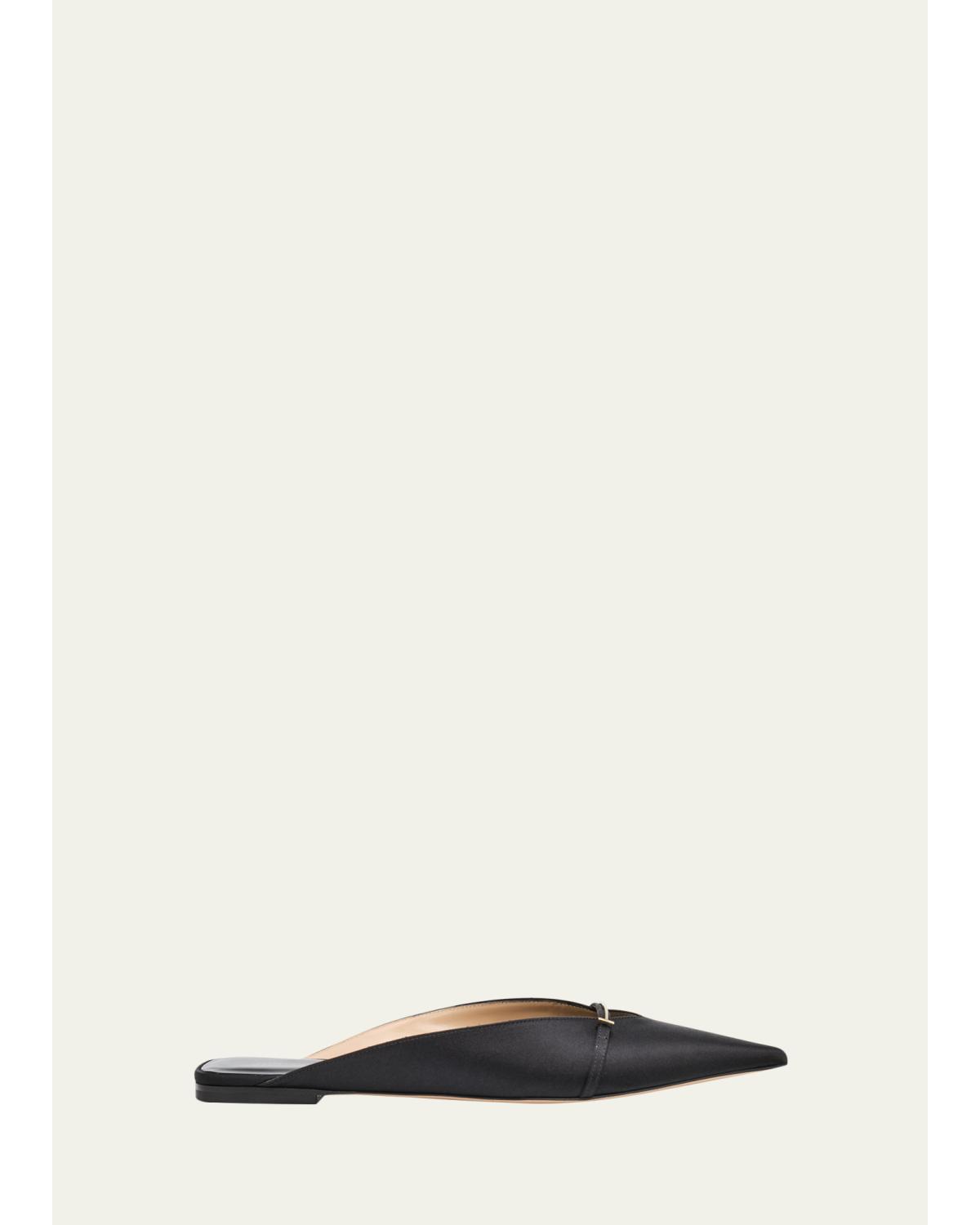 Julianna Satin Pointed-Toe Flats