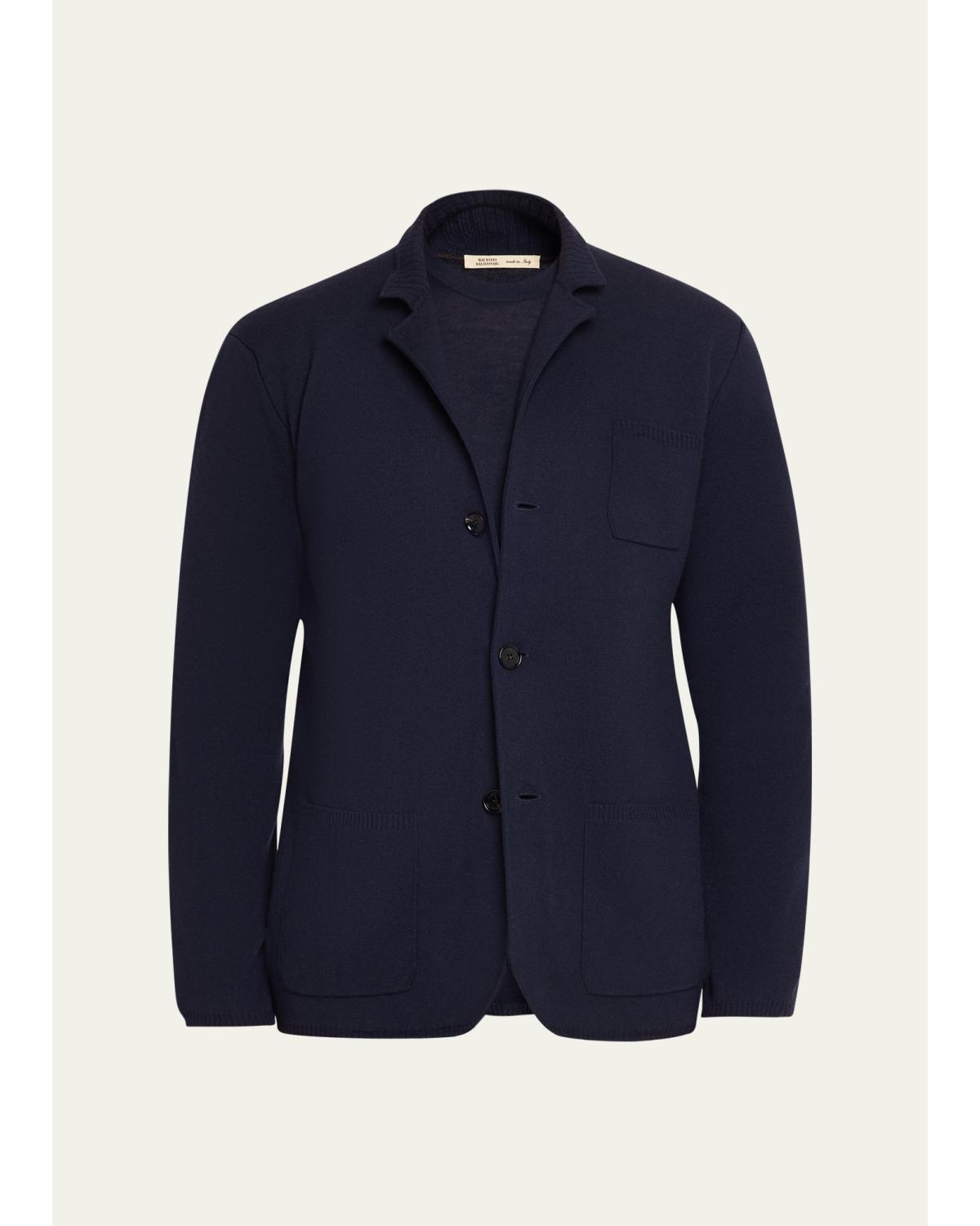 Men'S Cashmere Knit Patch-Pocket Blazer