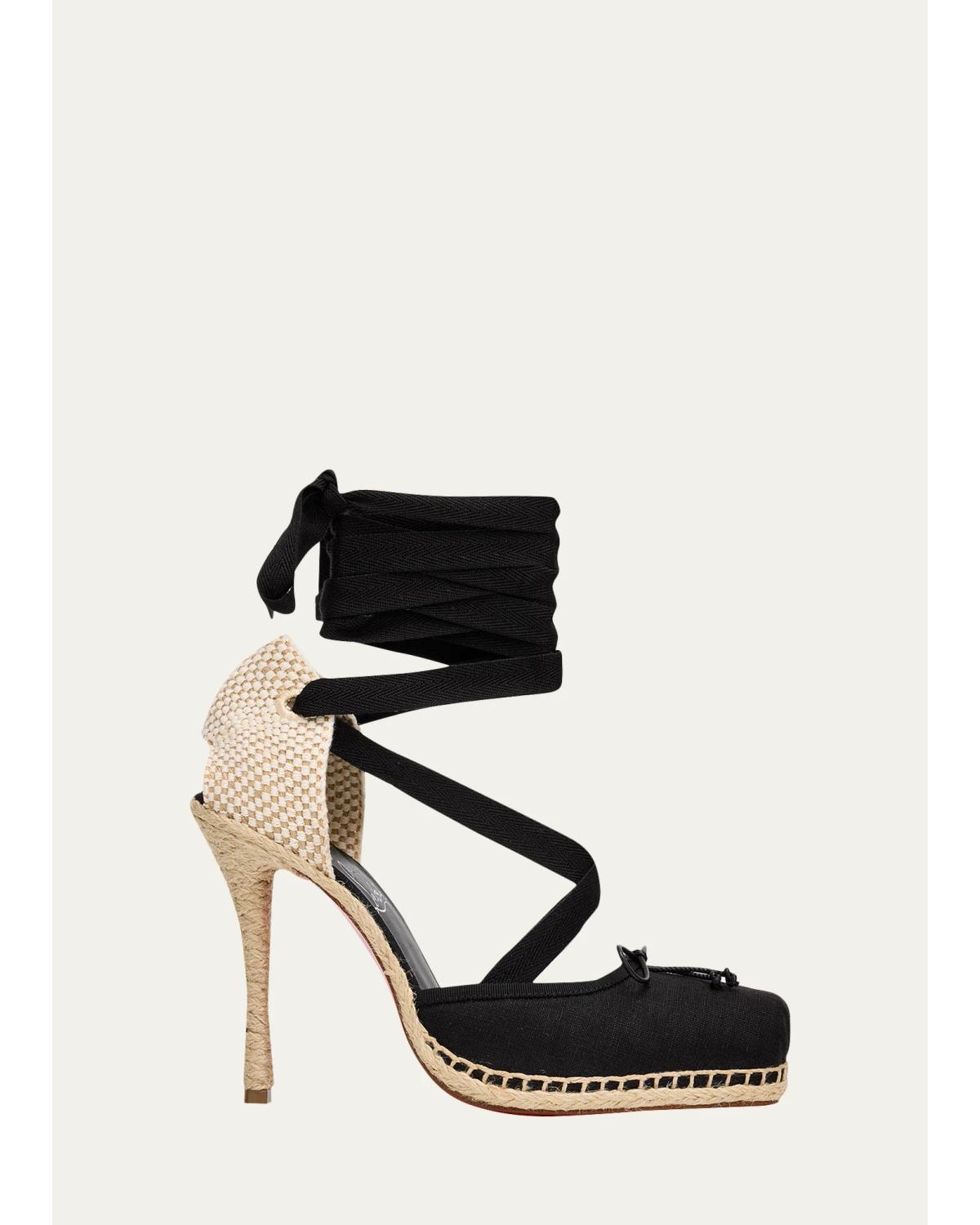 100mm Cassiadrilla Canvas Lace-Up Espadrille Pumps