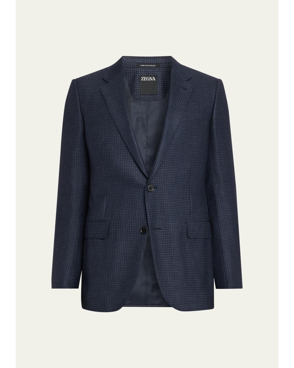 Men'S Woven Houndstooth Single-Breasted Sport Coat