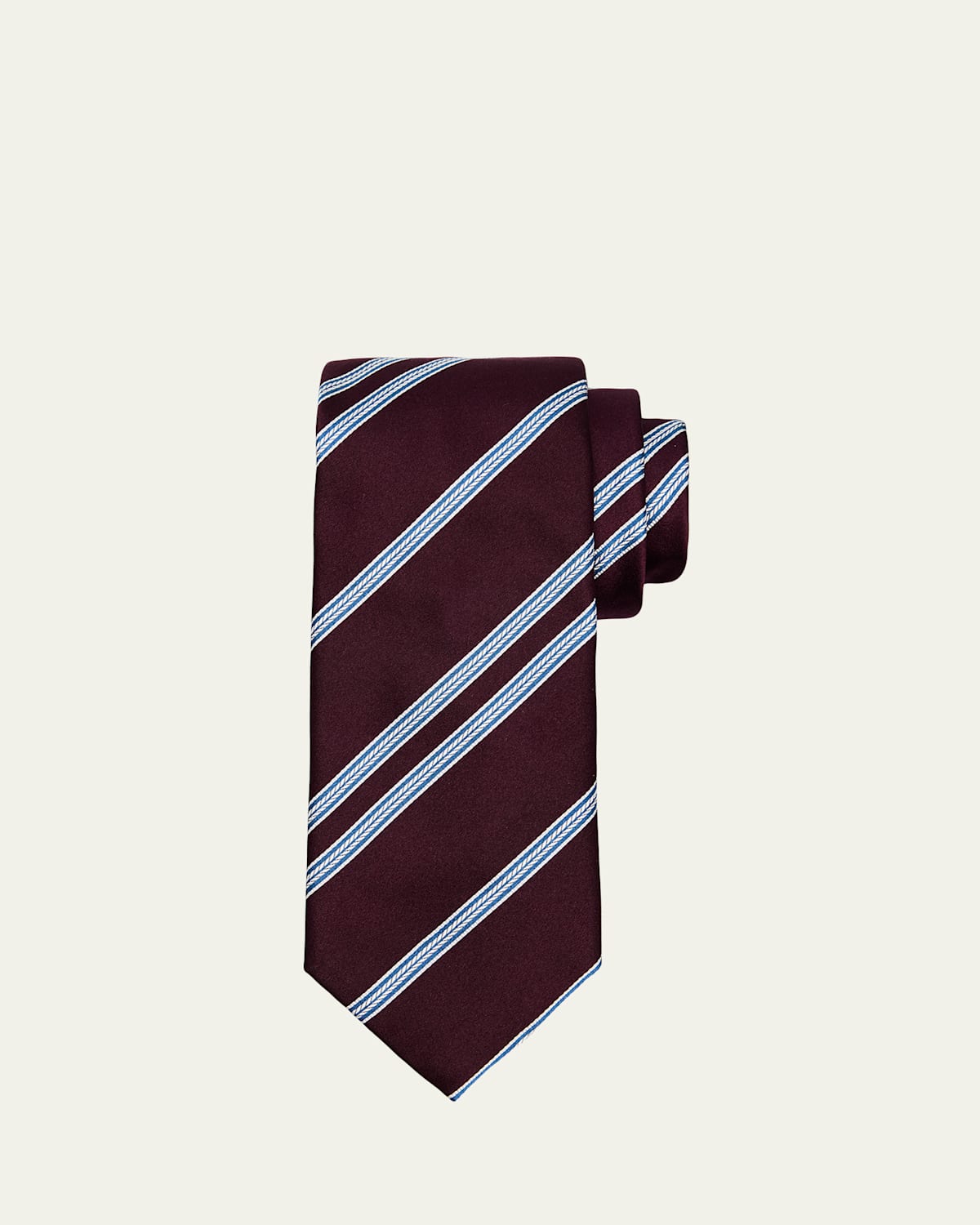 Brioni Men 's Herringbone Stripe Jacquard Silk Tie