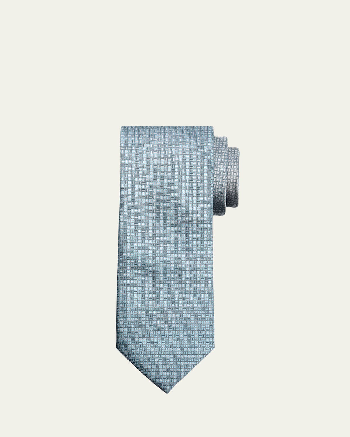 Brioni Men's Micro-Geometric Square Jacquard Silk Tie | Thumbnail 4