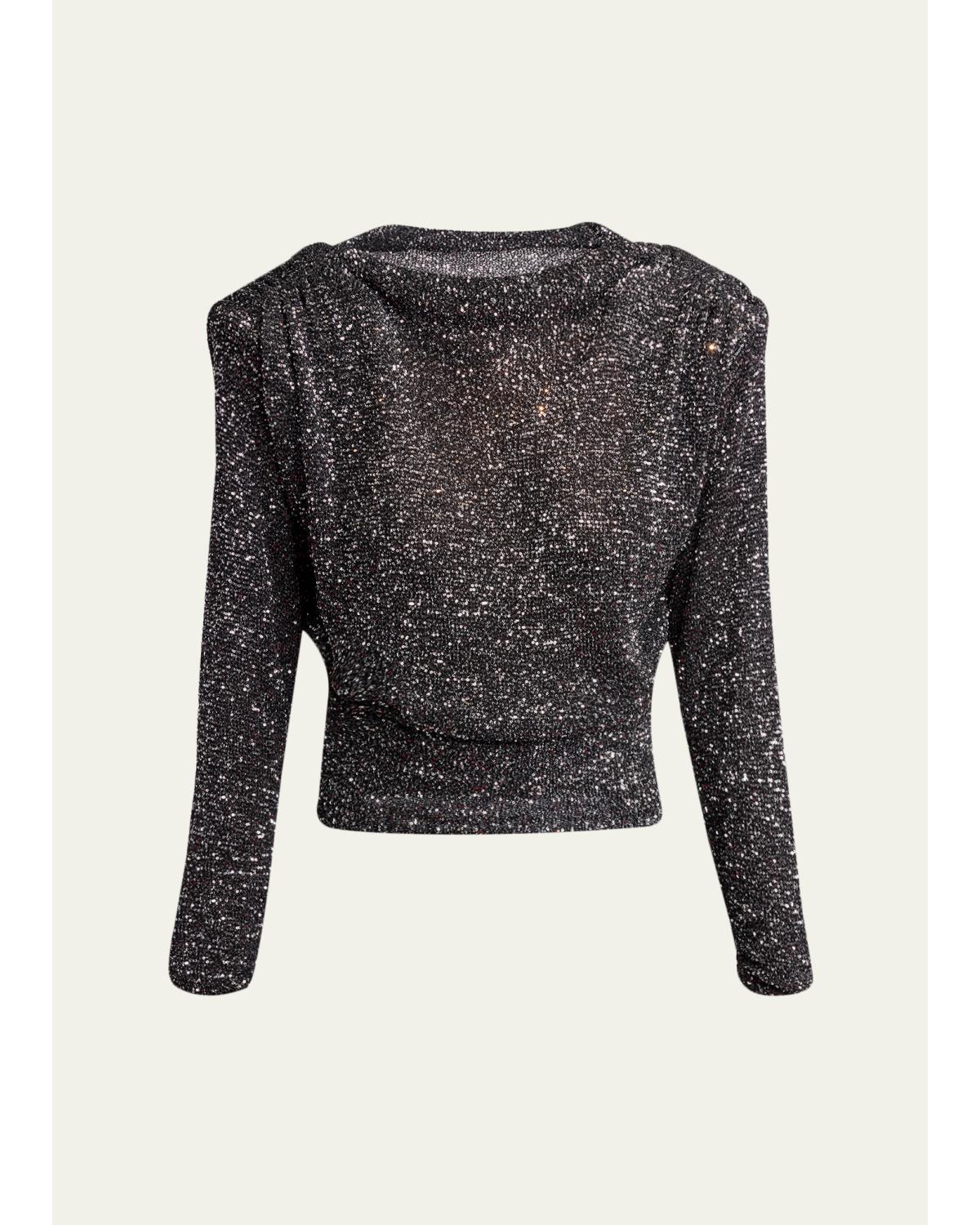 Sequined Dolman-Sleeve Sweater