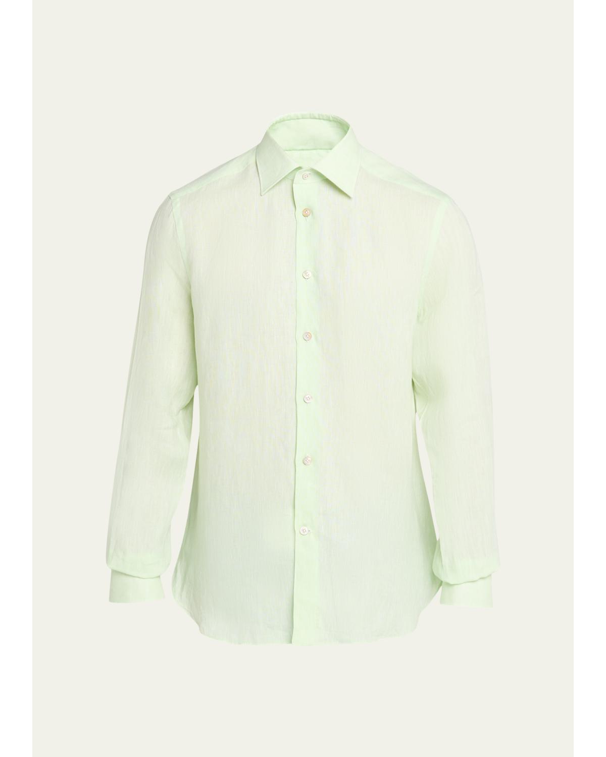Men'S Solid Linen Button-Down Shirt