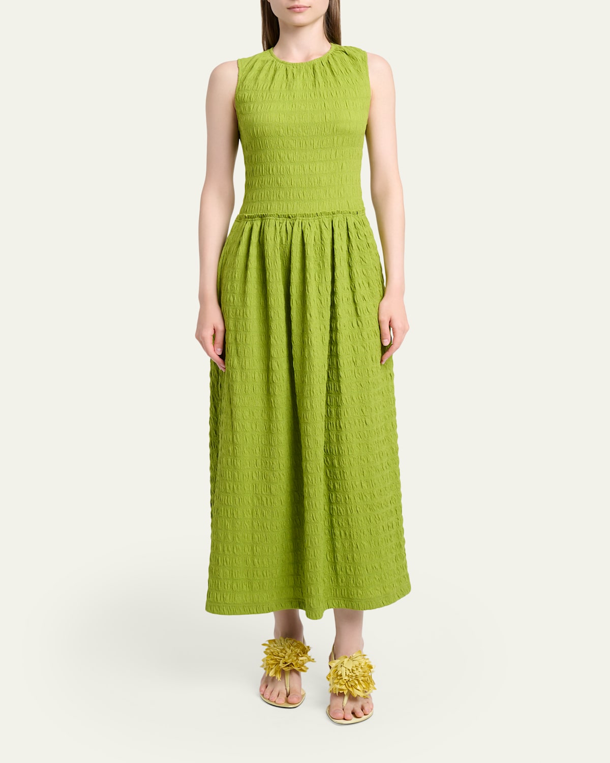 Zoira Sleeveless Textured Cotton Maxi Dress