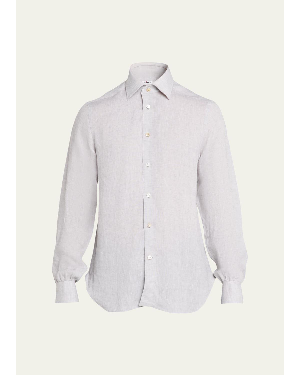 Men'S Solid Linen Button-Down Shirt