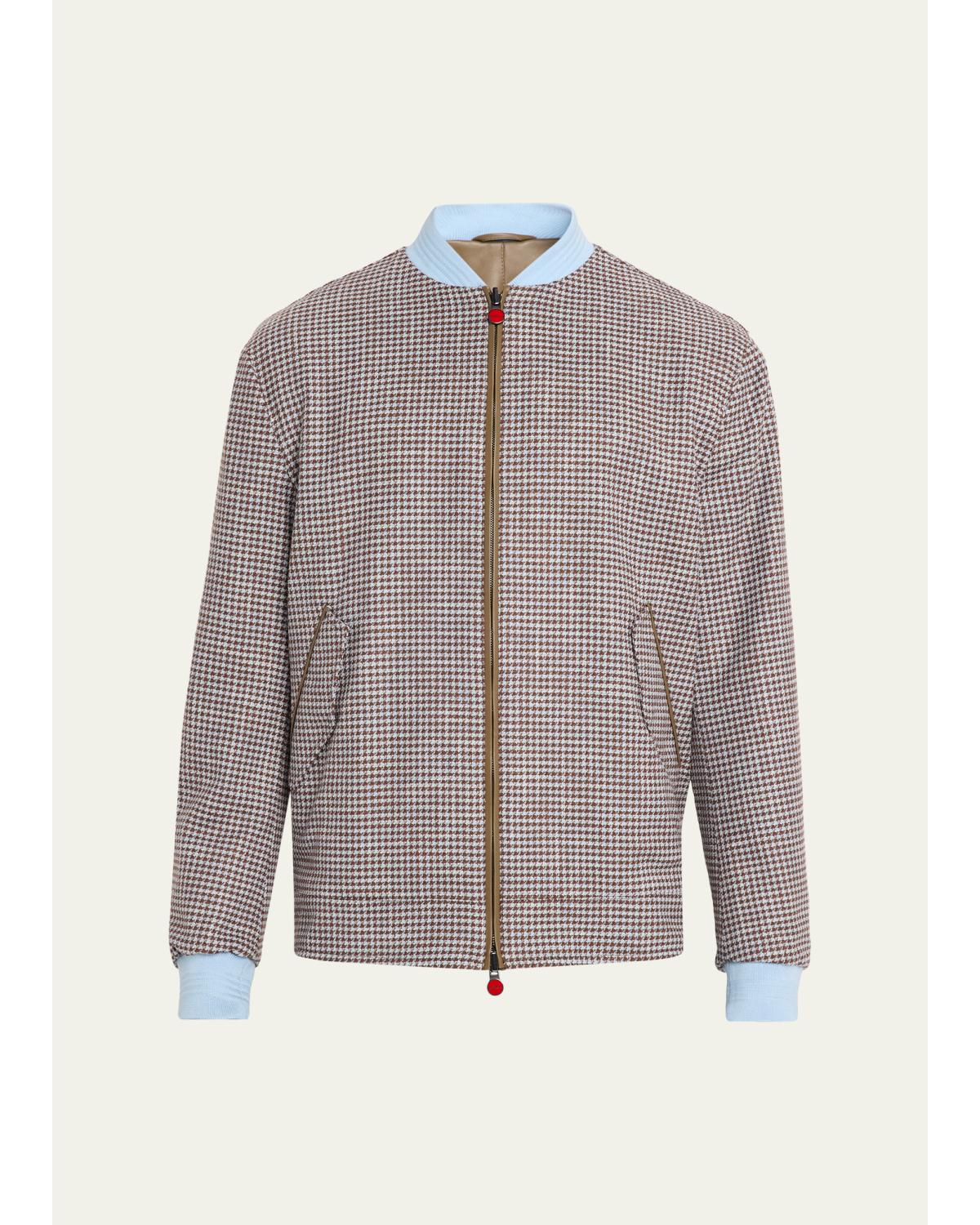 Men'S Houndstooth Check Wool And Silk Blouson