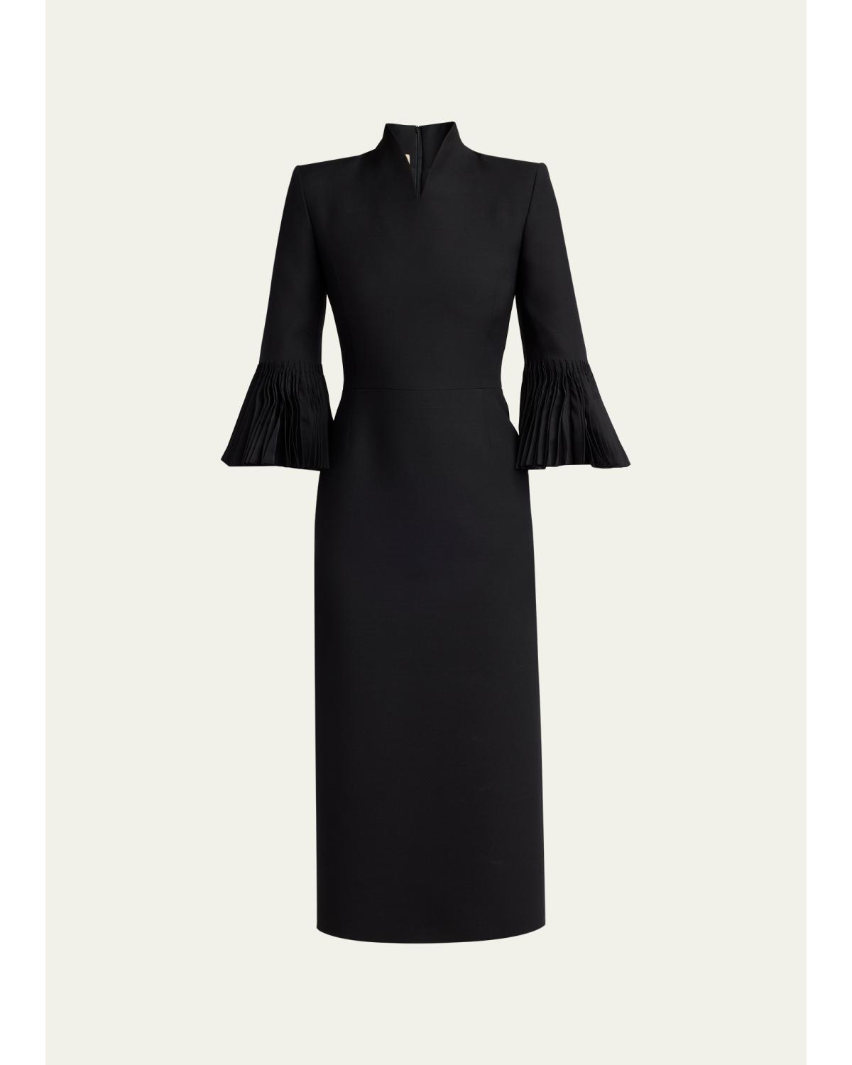 Embellished High-Collar Midi Dress