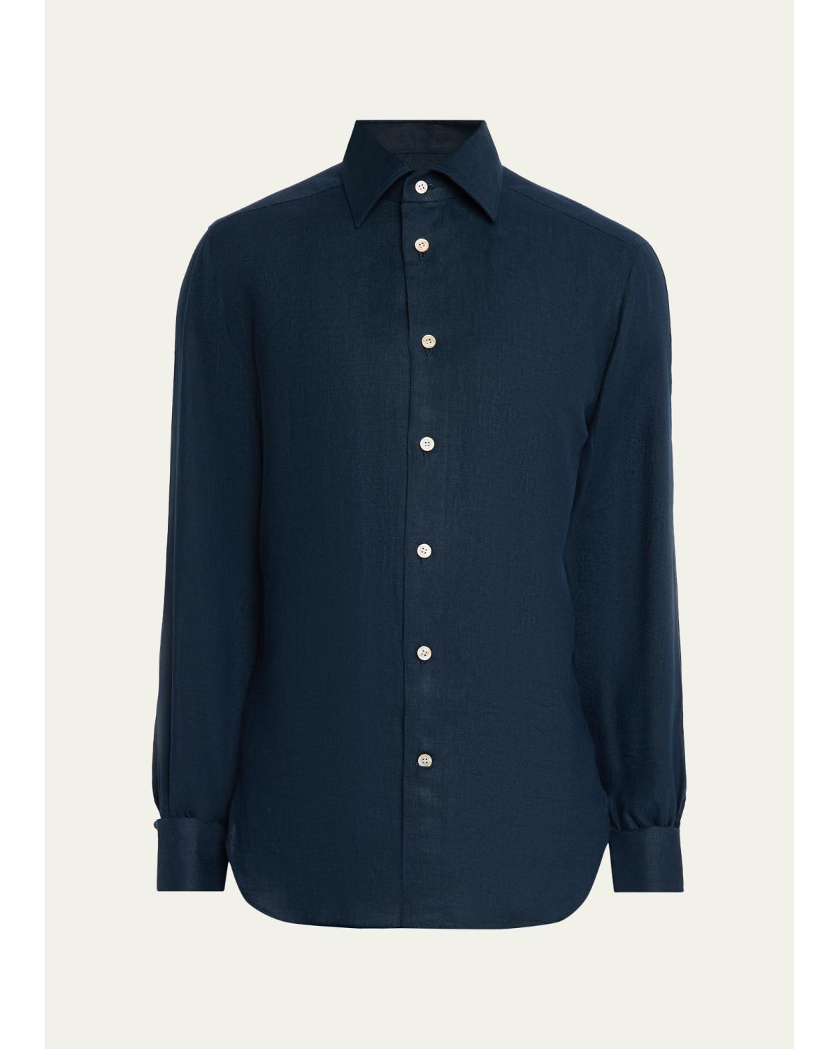 Men'S Linen Button-Down Shirt