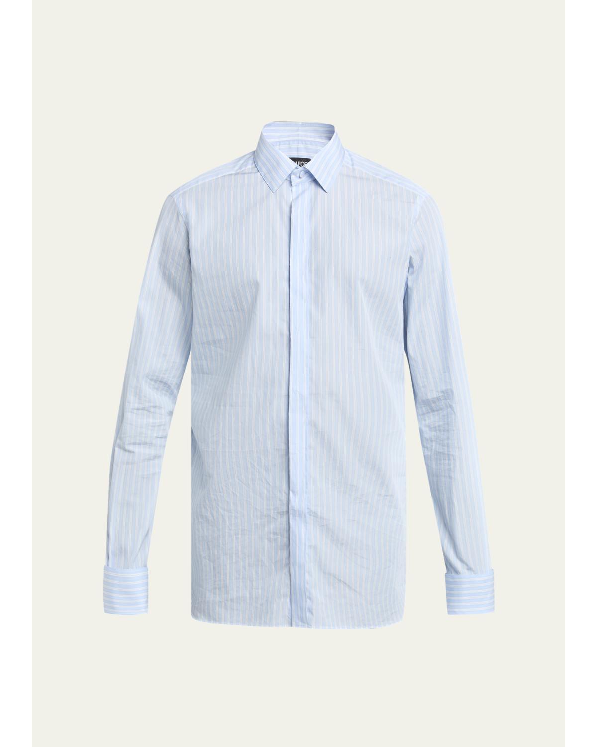 Men'S Cotton Multi-Stripe French Cuff Sport Shirt
