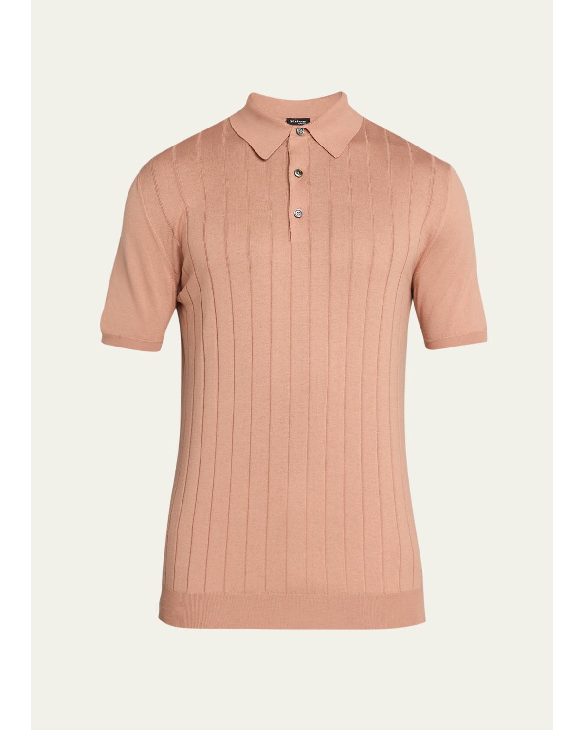 Men'S Wide Rib Sea Island Cotton Polo Sweater