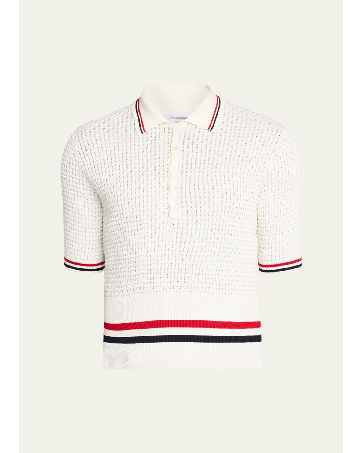 Men'S Float Ripple Stitch Rwb Stripe Polo Shirt