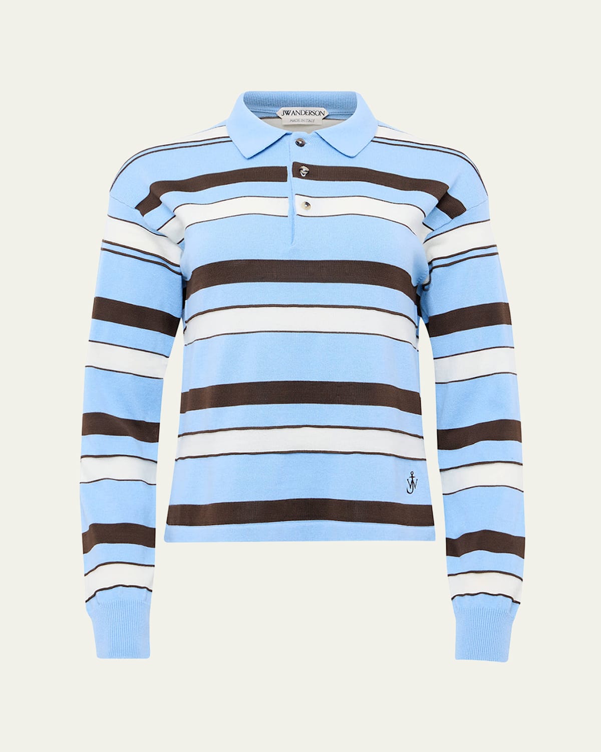 Jw Anderson Striped Knit Rugby Polo Shirt In Blue