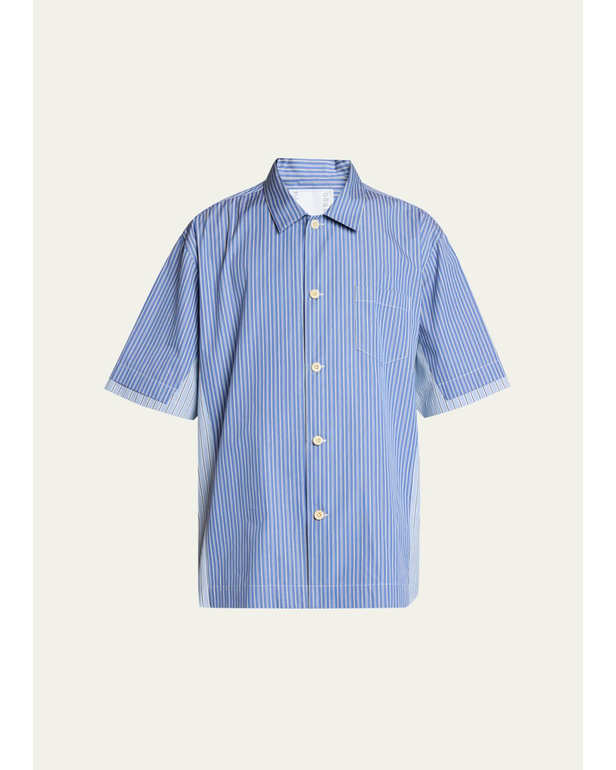 Men'S Colorblock Striped Poplin Short-Sleeve Sport Shirt