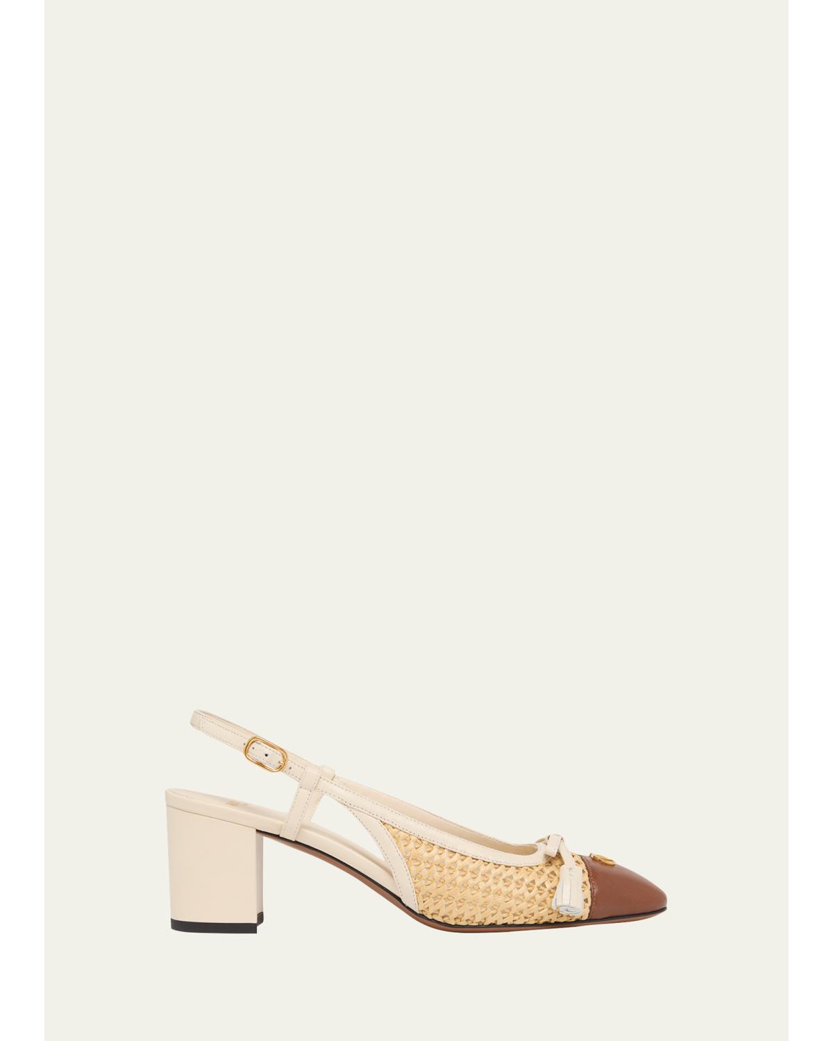 60Mm Vlogo Raffia And Slingback